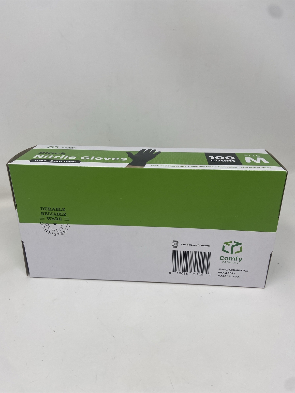 Comfy Black Nitrile Disposable Gloves Size Medium 10 Packs of 100 Count 6mil.