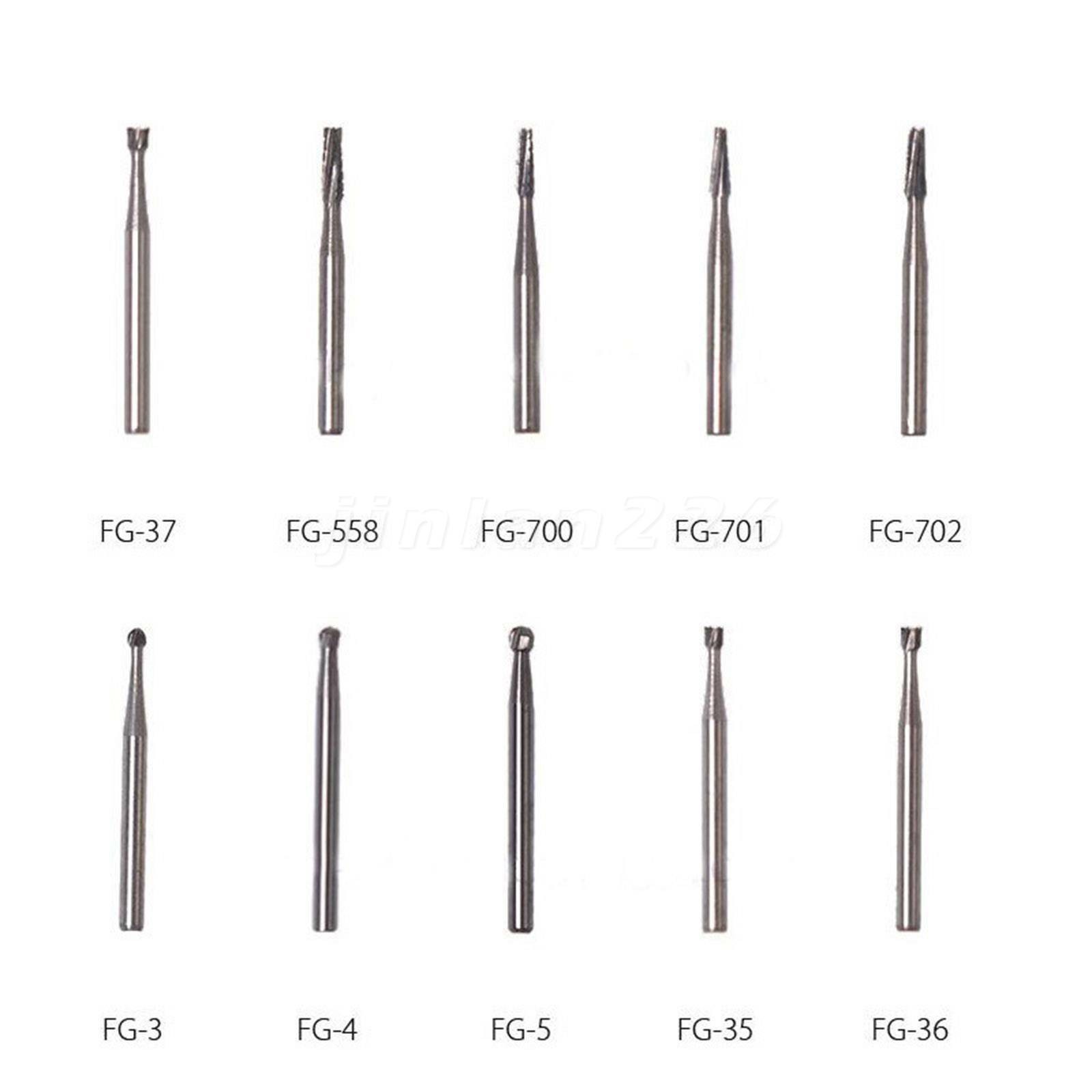 10pcs/Pack Dental Round Carbide Steel Drills Burs FG for High Speed Handpiece