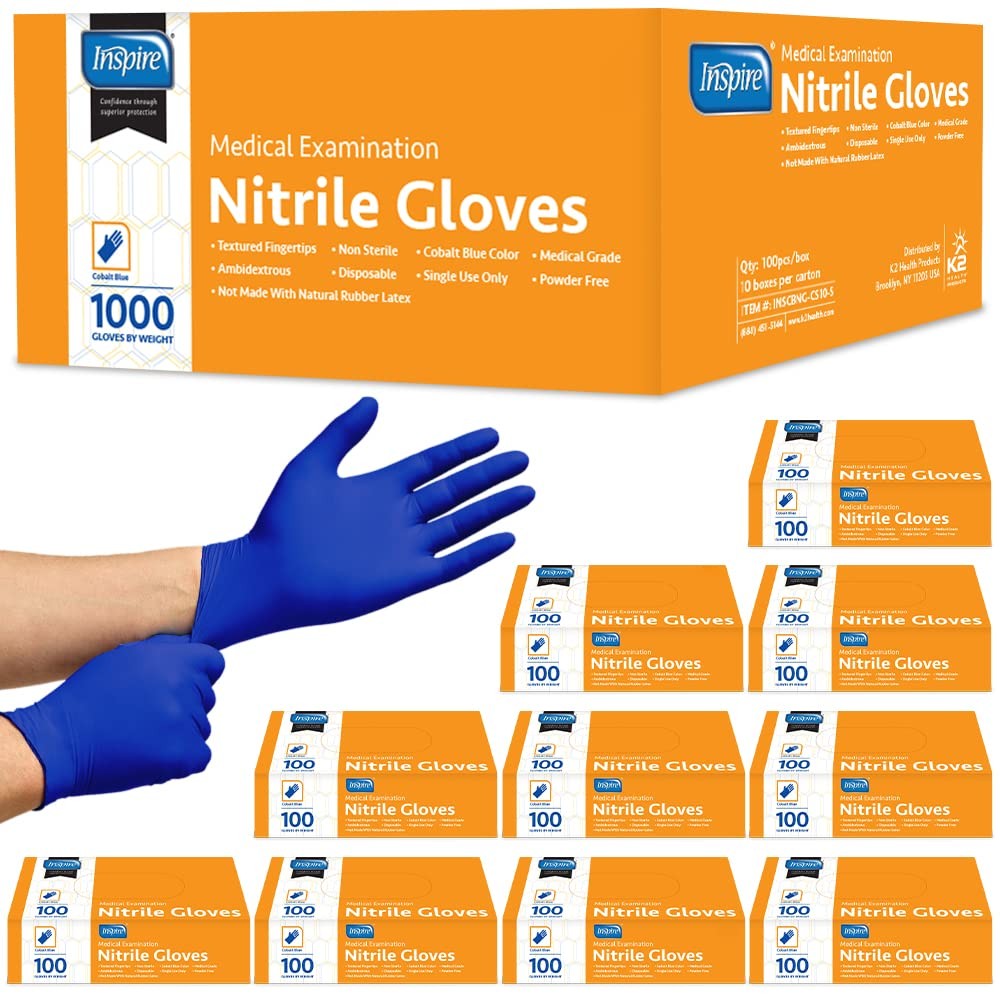 Inspire Cobalt Blue Nitrile Disposable Gloves | 4.5 Nitrile Safety Medical Exam