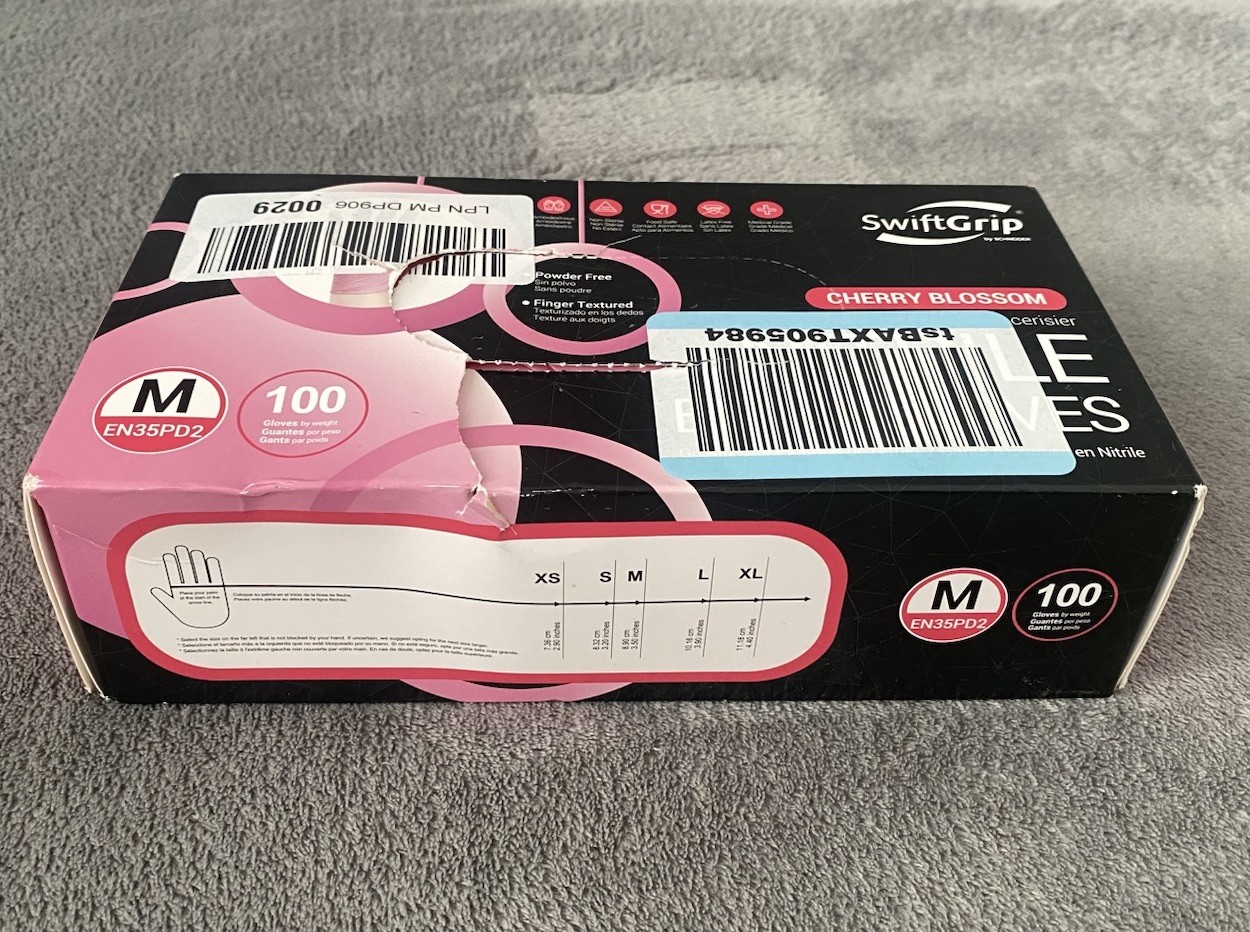 SwiftGrip Nitrile Examination Gloves Medium Cherry Blossom Pink 100 Count New
