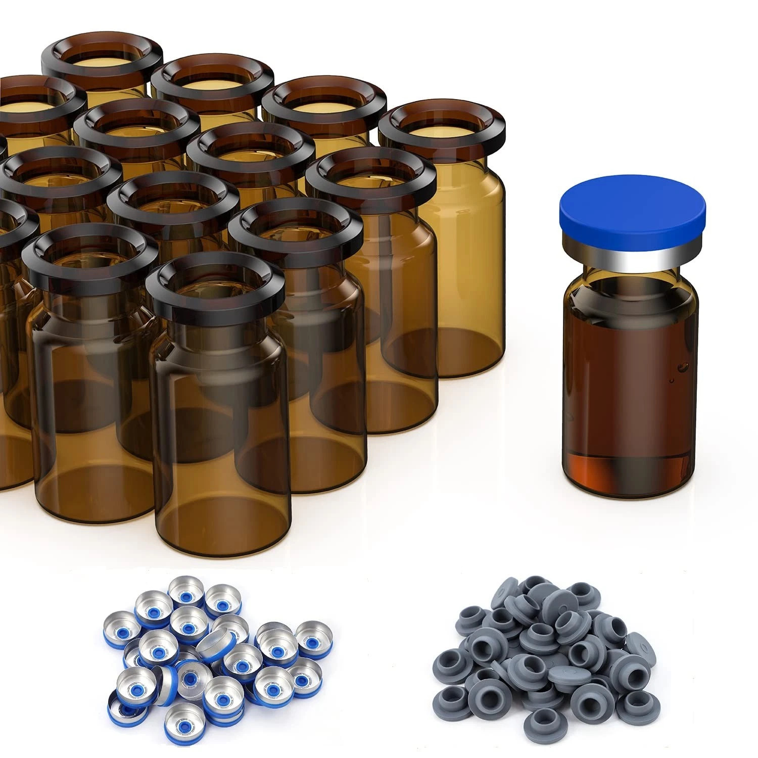 1000PCS 3ml/10ml Headspace Vials Amber/Clear Glass Bottle Crimp top Flat HPLC