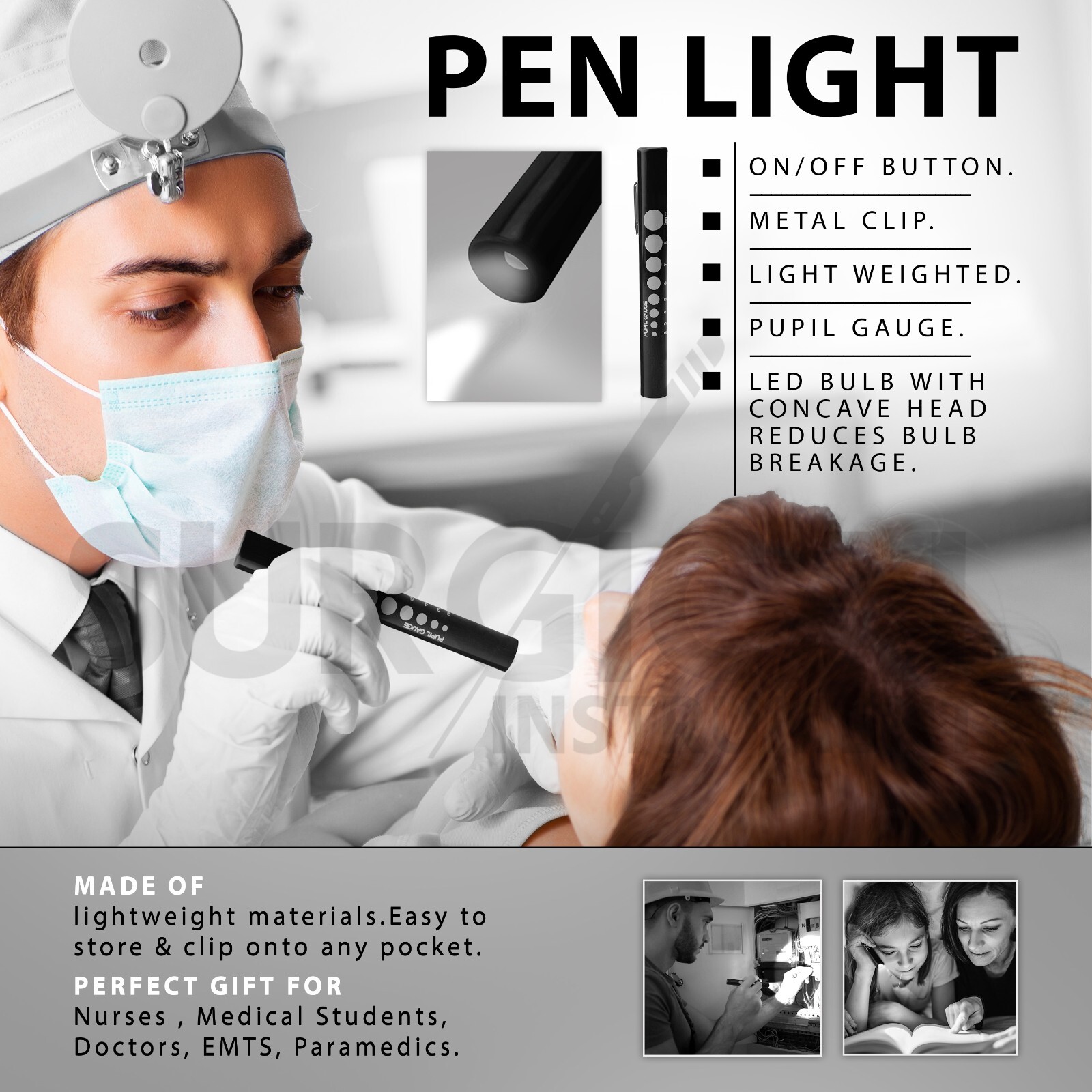 6 Pcs Disposable Penlights Set Diagnostic ENT Emergency Medical – BLACK Hi-Q