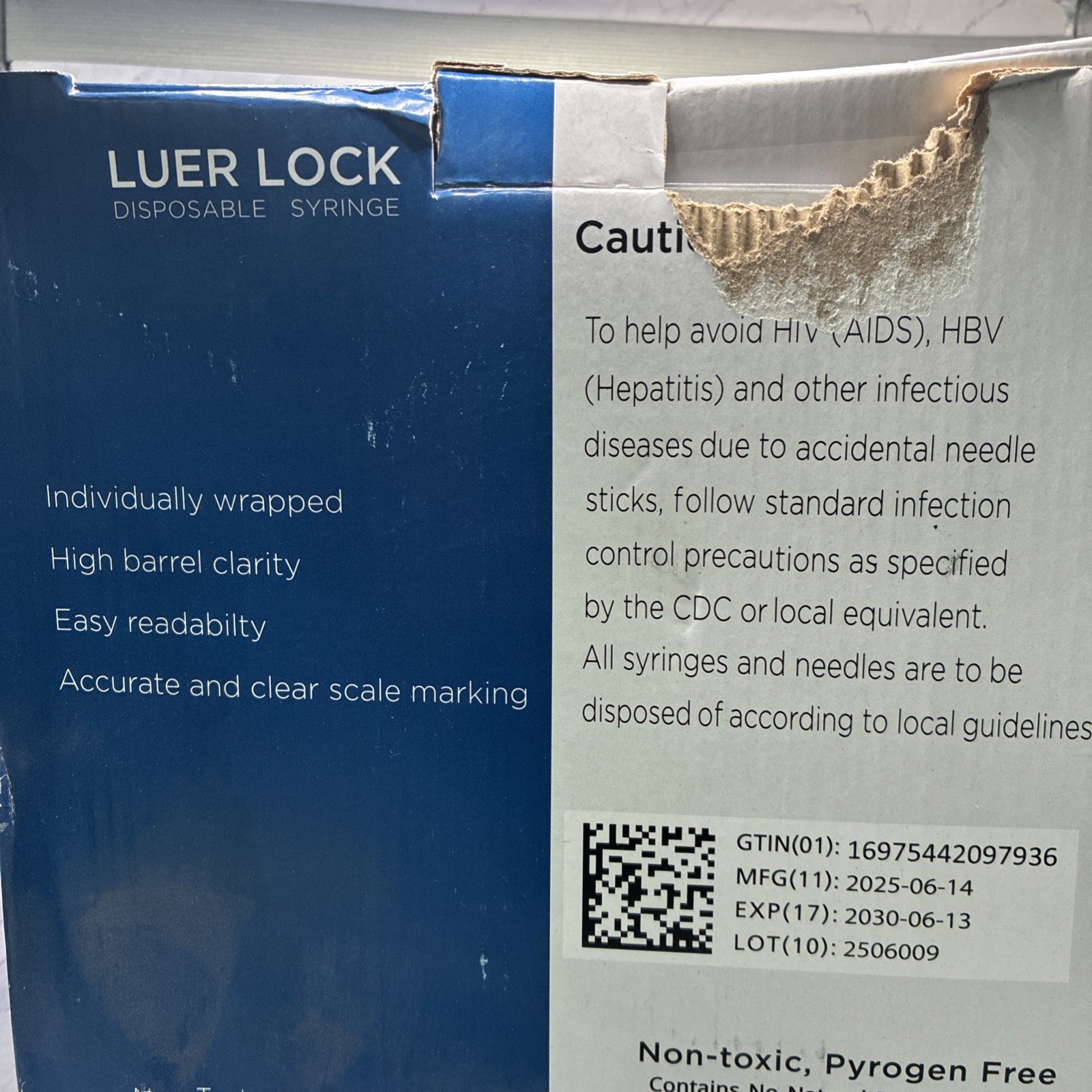 Care Touch 10mL Syringe Only – Luer Lock Tip NO NEEDLE ,100 PACK