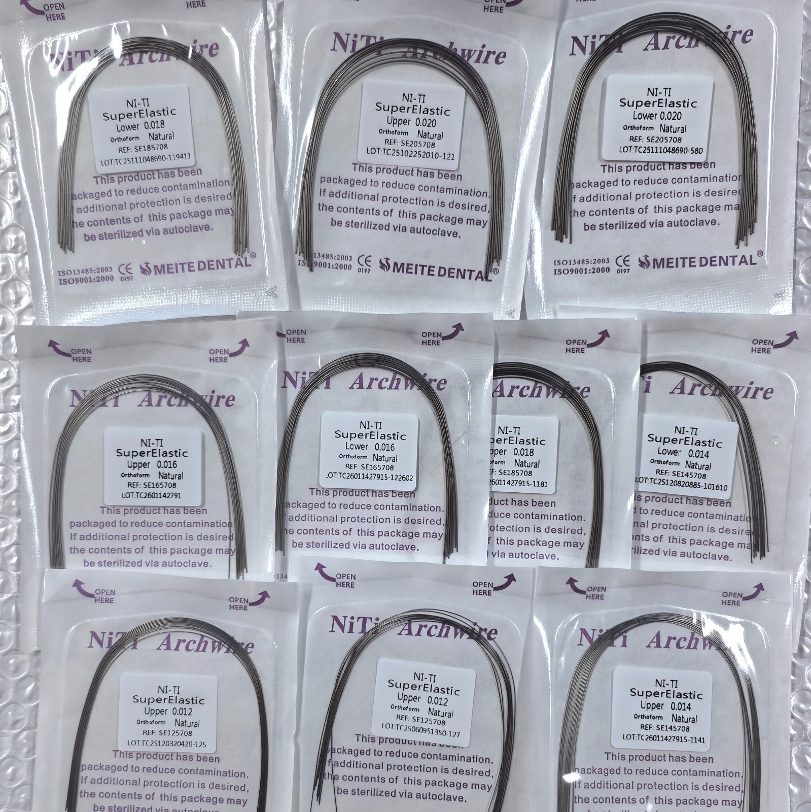 50 Packs Arcos de Dental Ortodoncia Redondos Niti Arco de Alambre Su Arch Wire