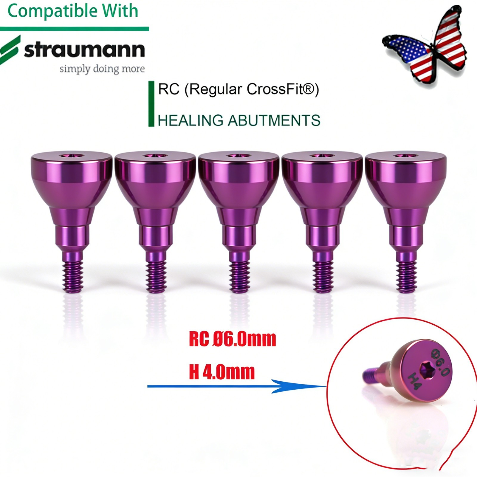 Straumann RC Healing Abutment & Closure Screw BLT Bone Level Titanium 5pcs/set