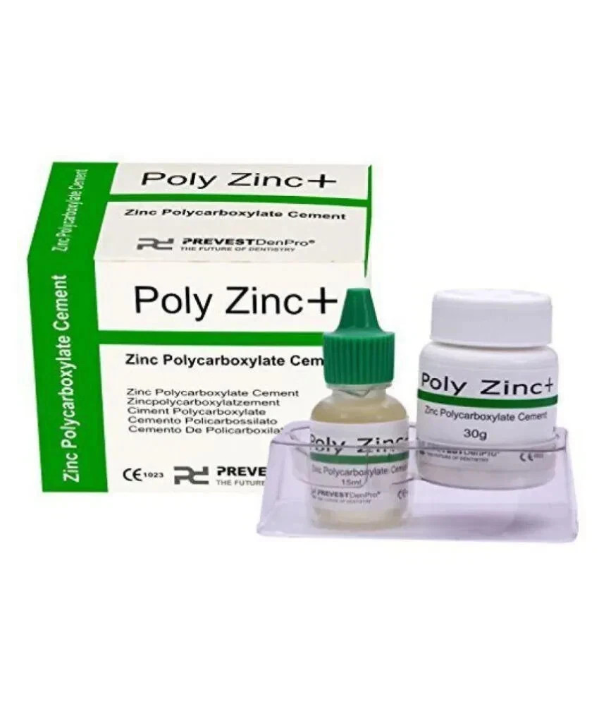 Dental POLY ZINC+ Polycarboxylate Cement Powder 30gm Liquid 15ml Pack