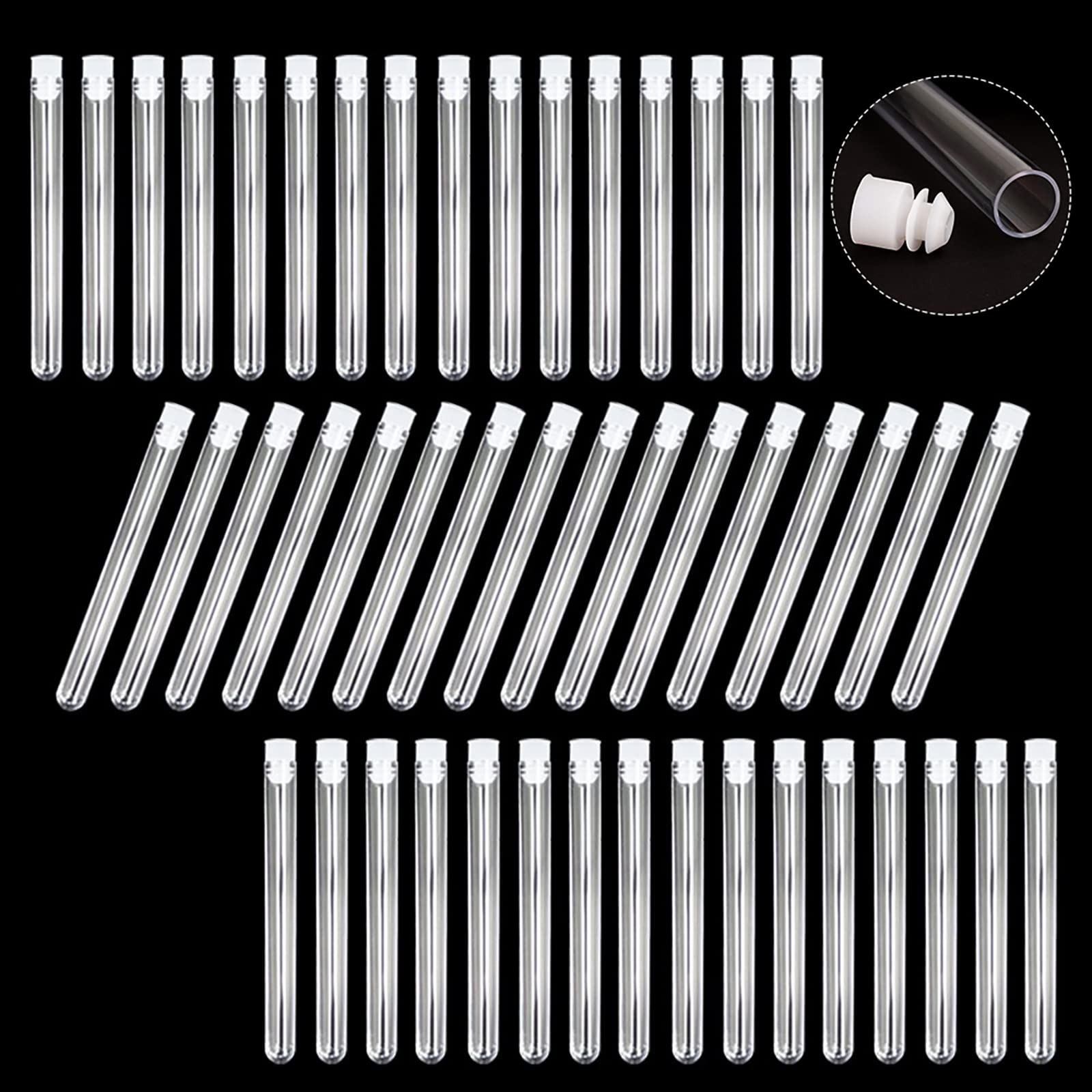 48 Pack Plastic Test Tubes with Caps, 16X150Mm(25Ml) Plastic Tubes for Plants, L