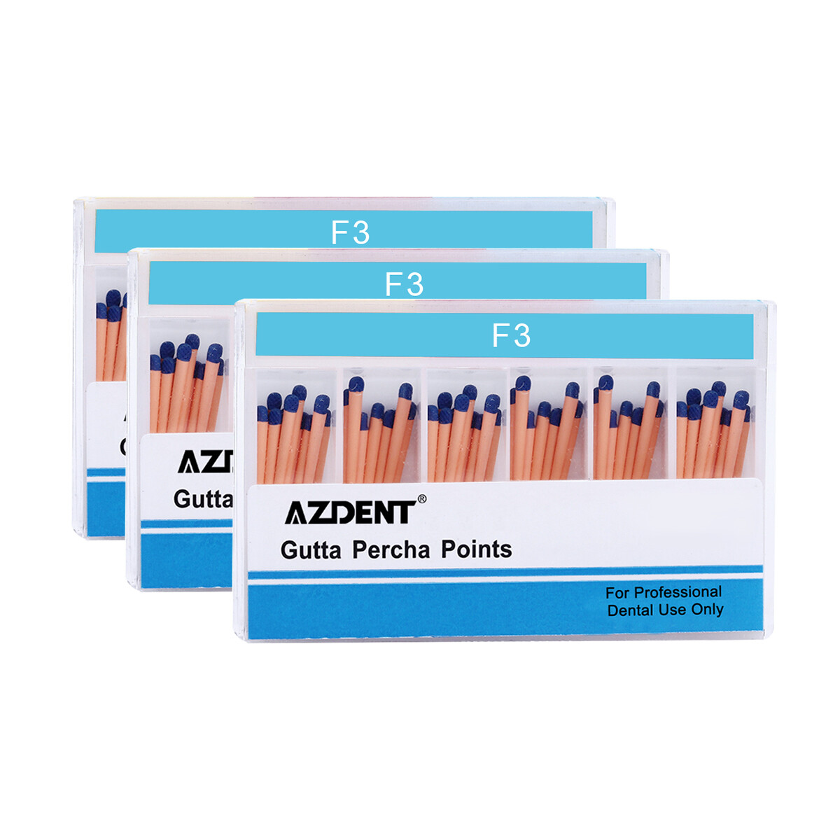 60Pcs/Pack Obturación endodóntica dental Puntos universales de gutapercha F3