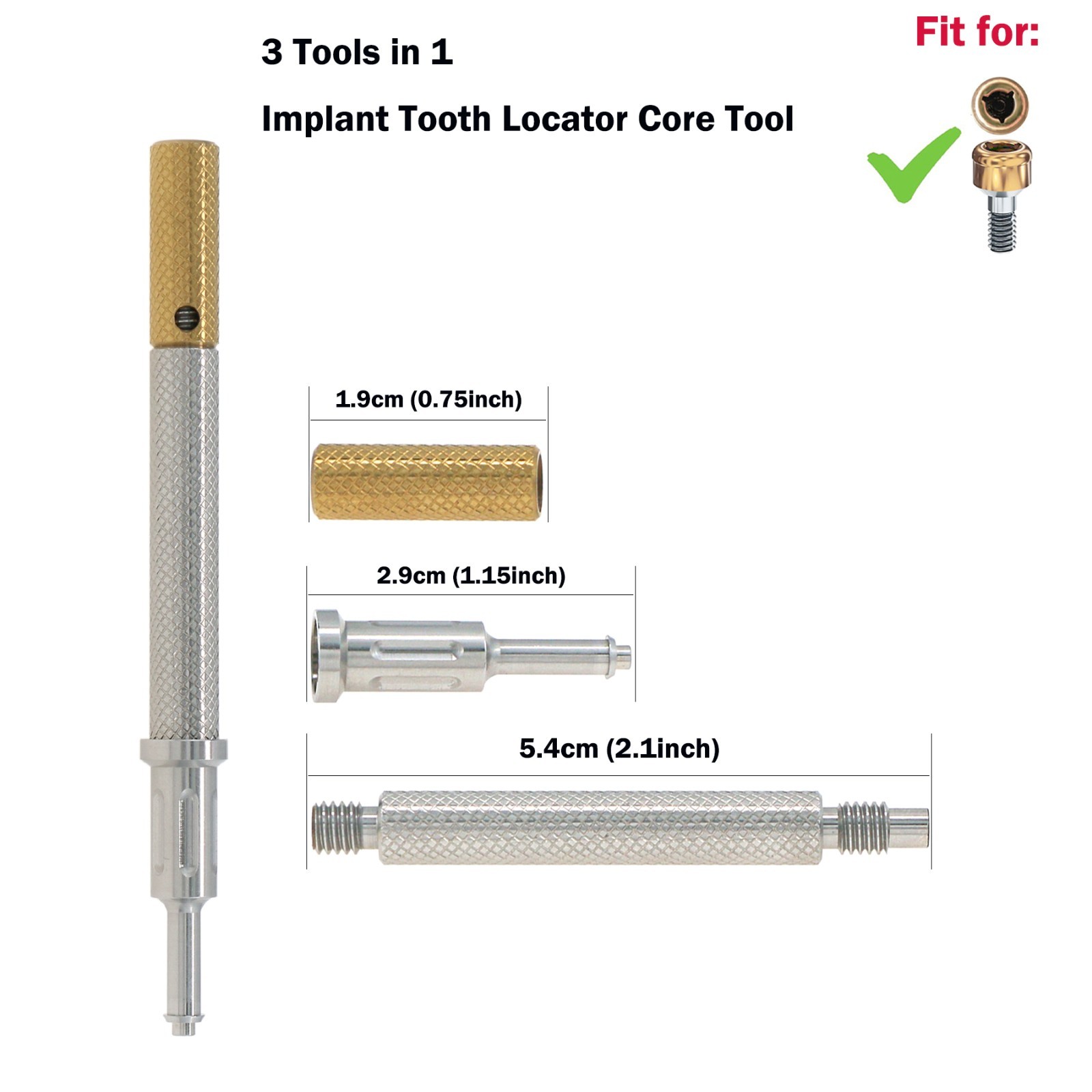 Locator Abutment Attachment Retention Cap Inserts Tool For Nobel Active RP 4.3mm