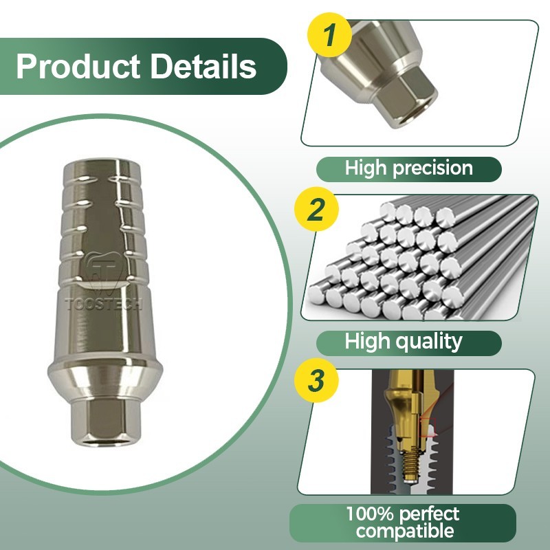Cemented Abutment Titanium Straight Abutment compatible with Zimmer TSV 3.5