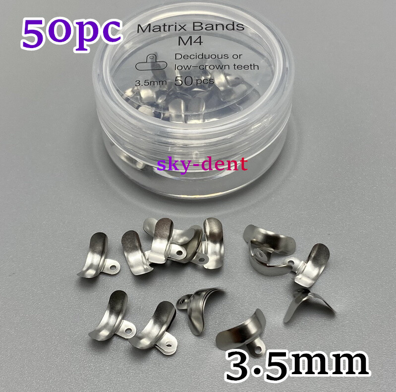 50Pcs Dental Matrix Bands Sectional Contoured Matrices 4 Sizes 3.5/4.5/5.5/6.5mm