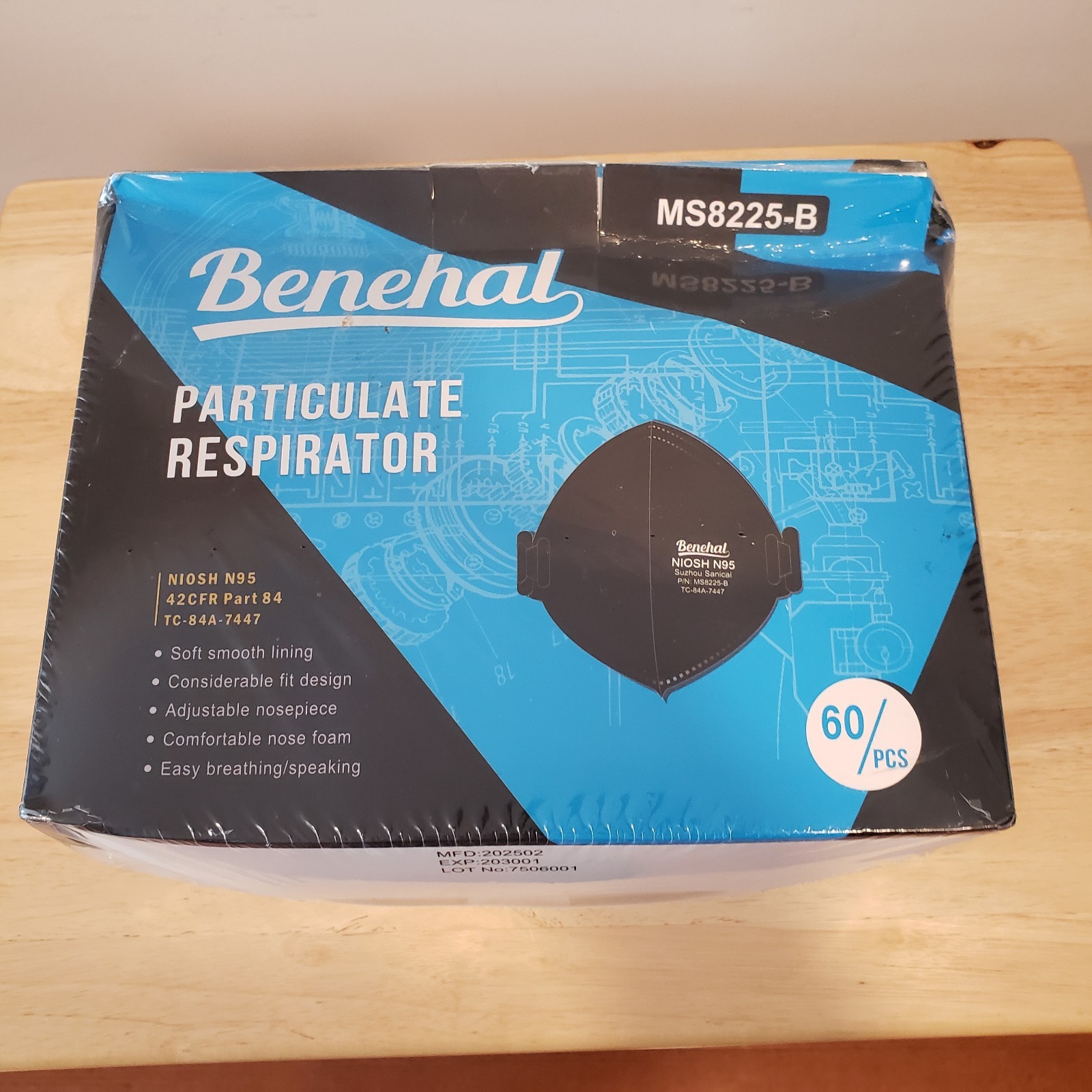 NIOSH Approved N95 Mask Particulate Respirators, Pack of 60 N95 Face Masks,Black