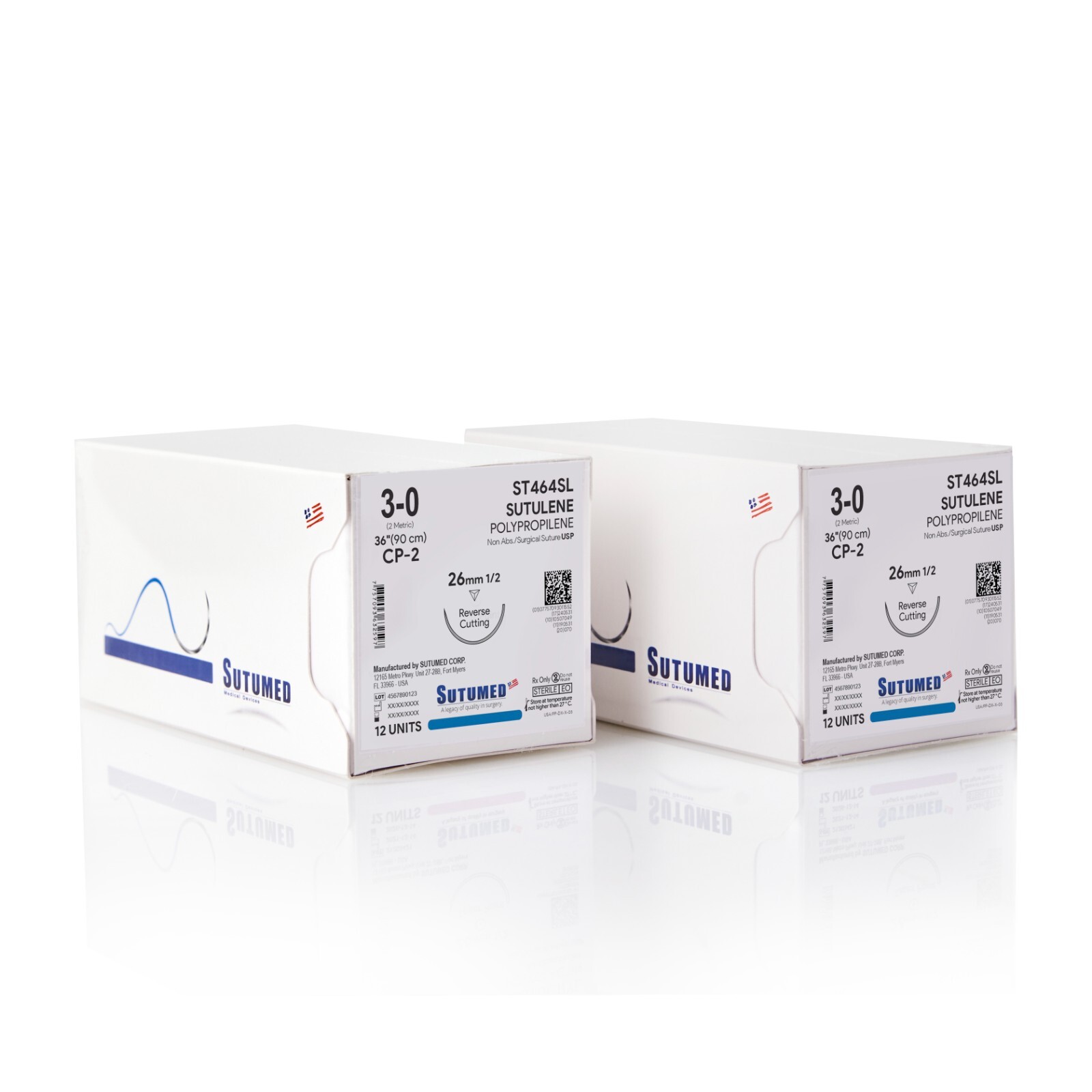 Sutumed Sutu-Lene Polypropylene Suture USP 3-0, 1/2 26mm reverse cutting
