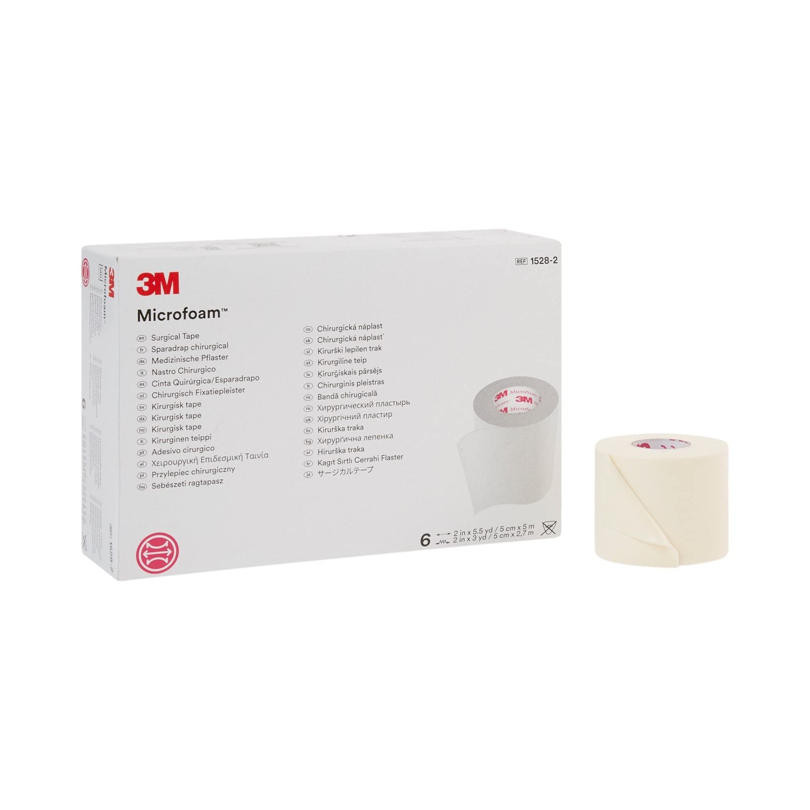 3M Microfoam Surgical Tape Non-Sterile Water-Resistant White 2 In X 5 1/2 Yds 6