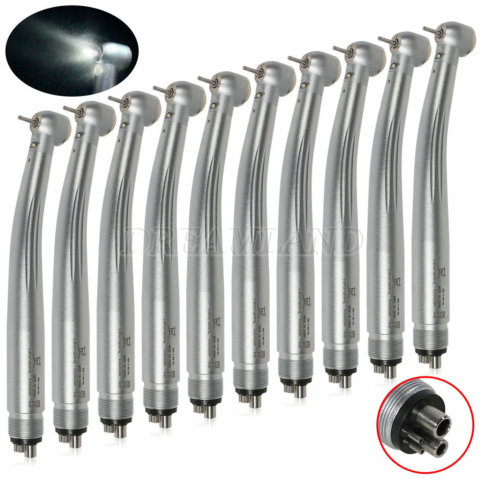 10 Yabangbang Fiber Optic Dental E-generator LED High Speed handpiece 4/2Hole