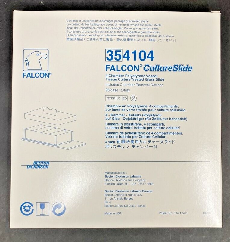 Falcon Chambered Culture Slides Sterile 4 Trays with 12 Chambers Each