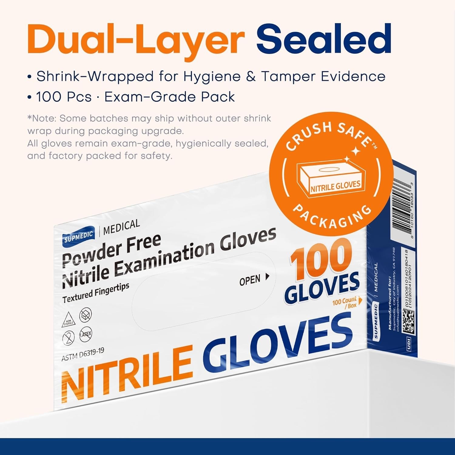 Soft Max Disposable Nitrile Gloves – 100 Pack, Allergie Safe, Food Prep Friendly