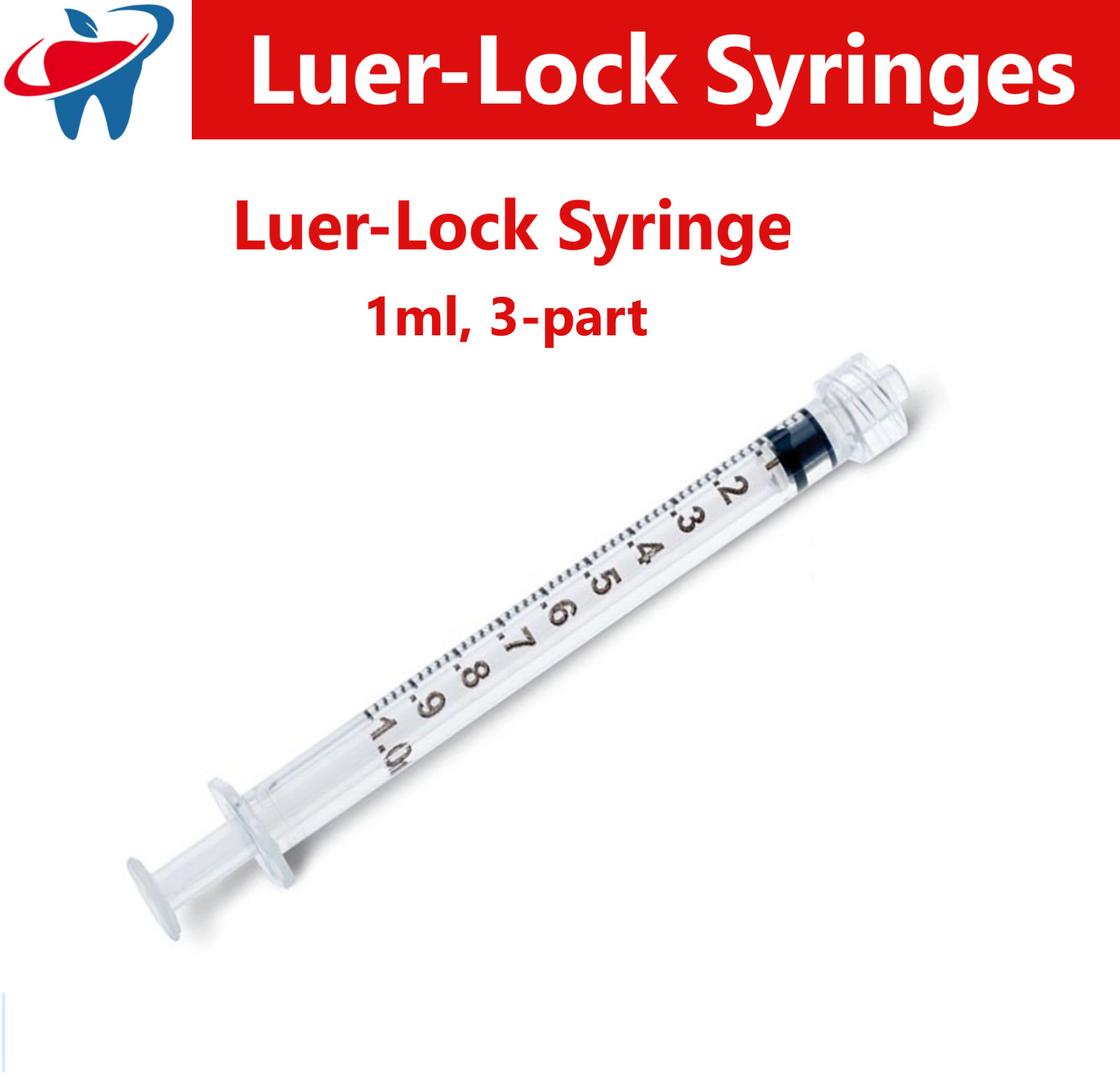 1ml / 1cc Syringe (No Needle) Syringe – Luer Lock, 1 cc, 100/Box