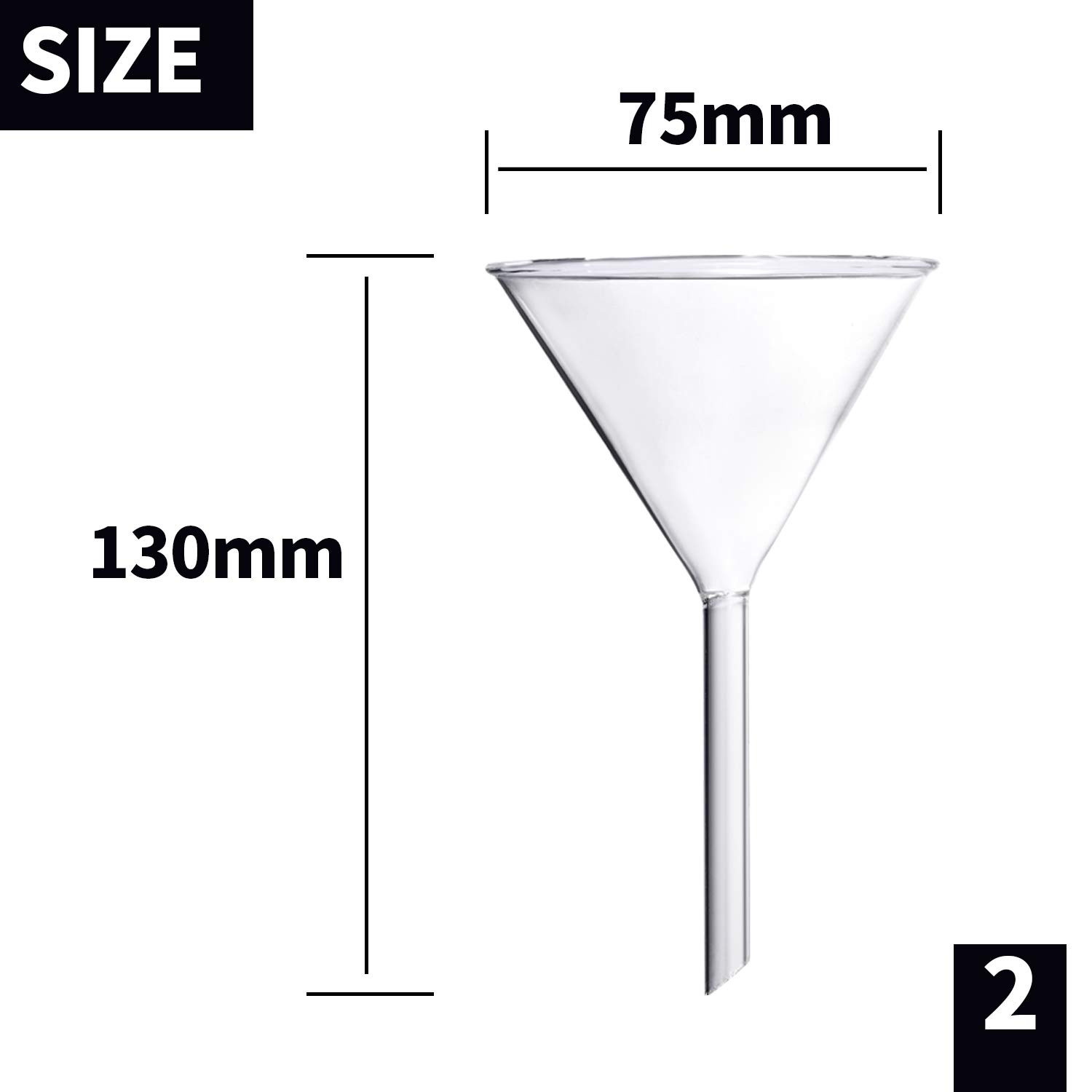 Glass Funnel Set, 4 Pcs Lab Borosilicate Glass Funnels, 100mm (170mm Length),…