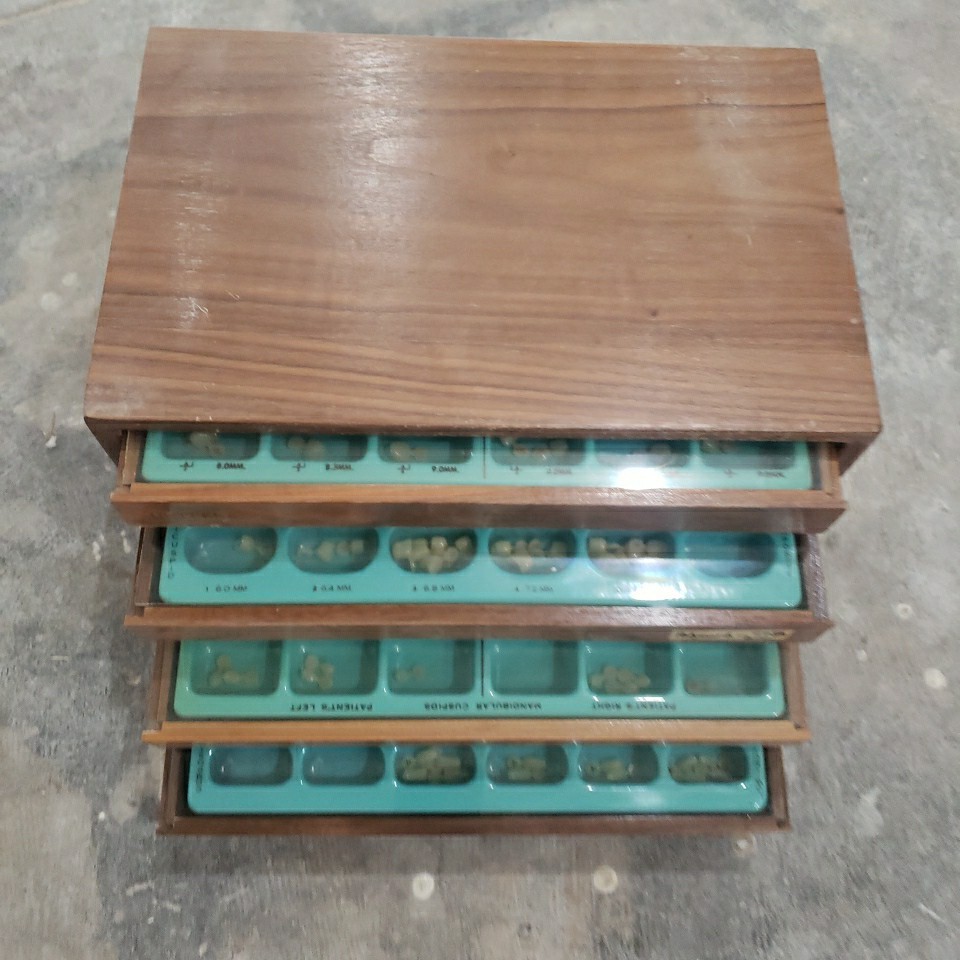 Dental Wood Cabinet With 100’s of Polycarb & Transparent Plastic Crown Forms