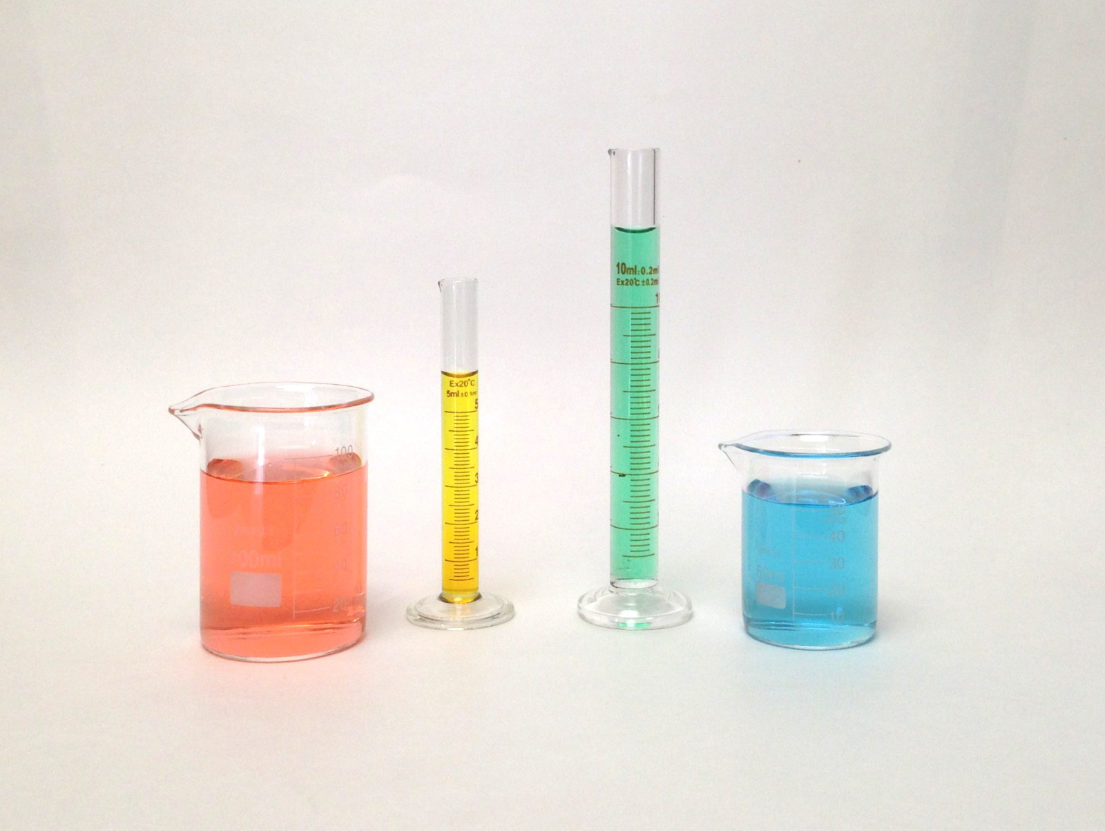Beaker Set of 50mL 100mL & Cylinder Set of 5mL 10mL Lab Glass New