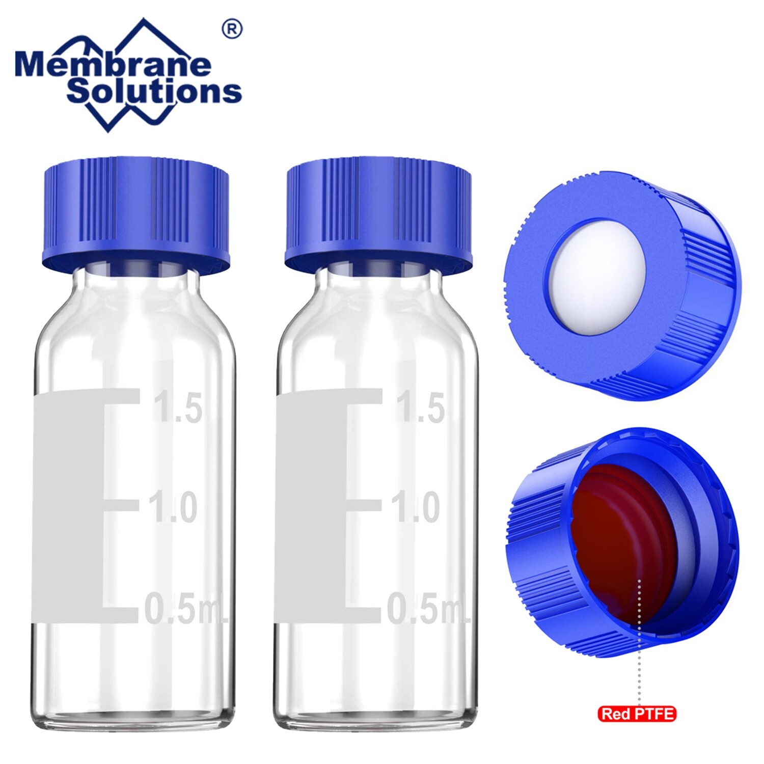 3000PCS 2ml Autosampler HPLC Clear Vials Writing Area 9-425 Screw Cap PTFE Septa