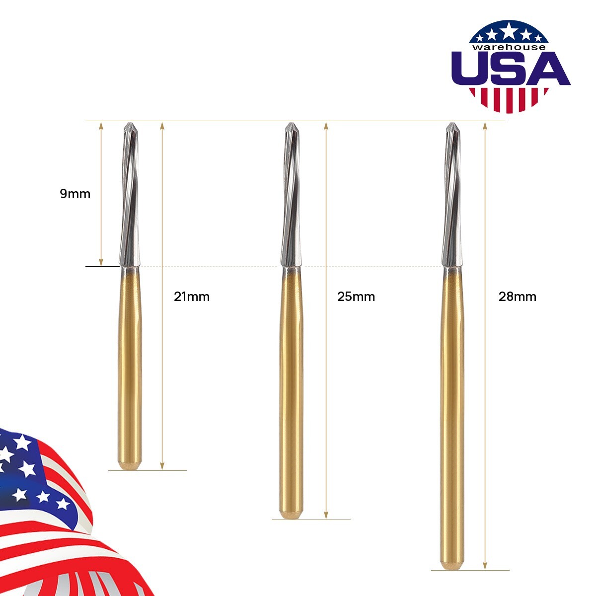 USA Dental Diamond Burs/Tungsten Carbide Burs Endo Burs for High Speed Handpiece