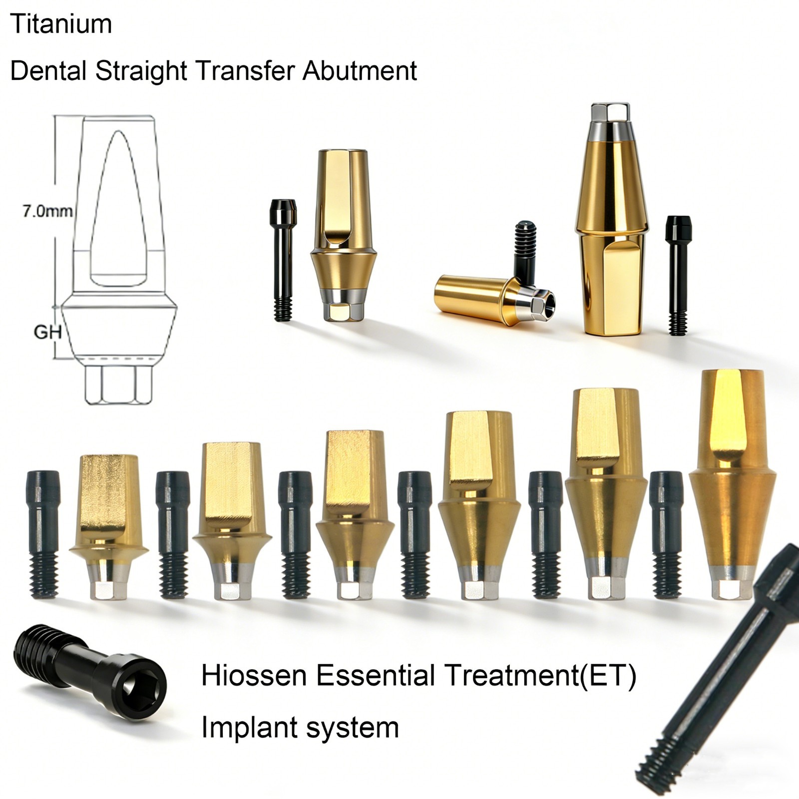 US Titanium Dental Prothetics locator healing Straight fit Hiossen ET/TS Regular
