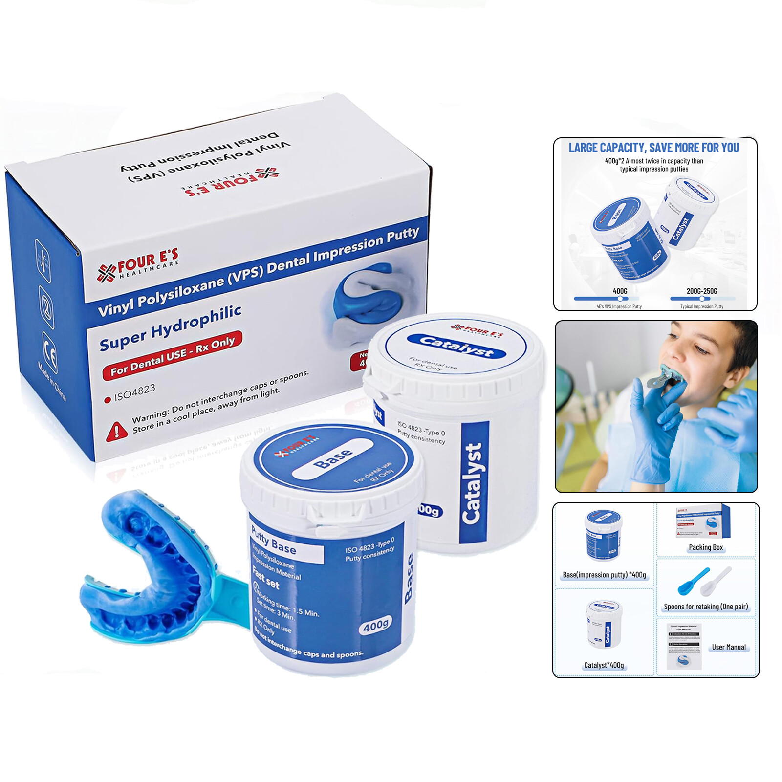 20x 400g (Base+Catalystst) Dental Putty Fast Set PVS VPS Impression Silicon USA