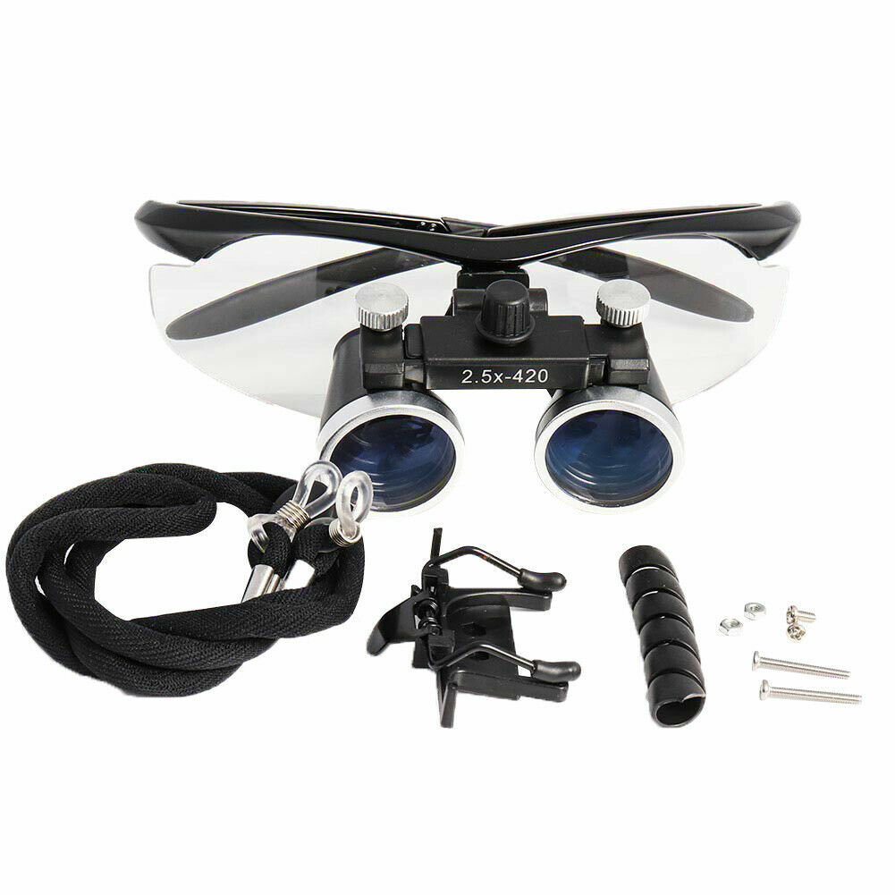 Dental Medical Binocular Loupes 2.5X 420mm Optical Glass Surgical Sliver