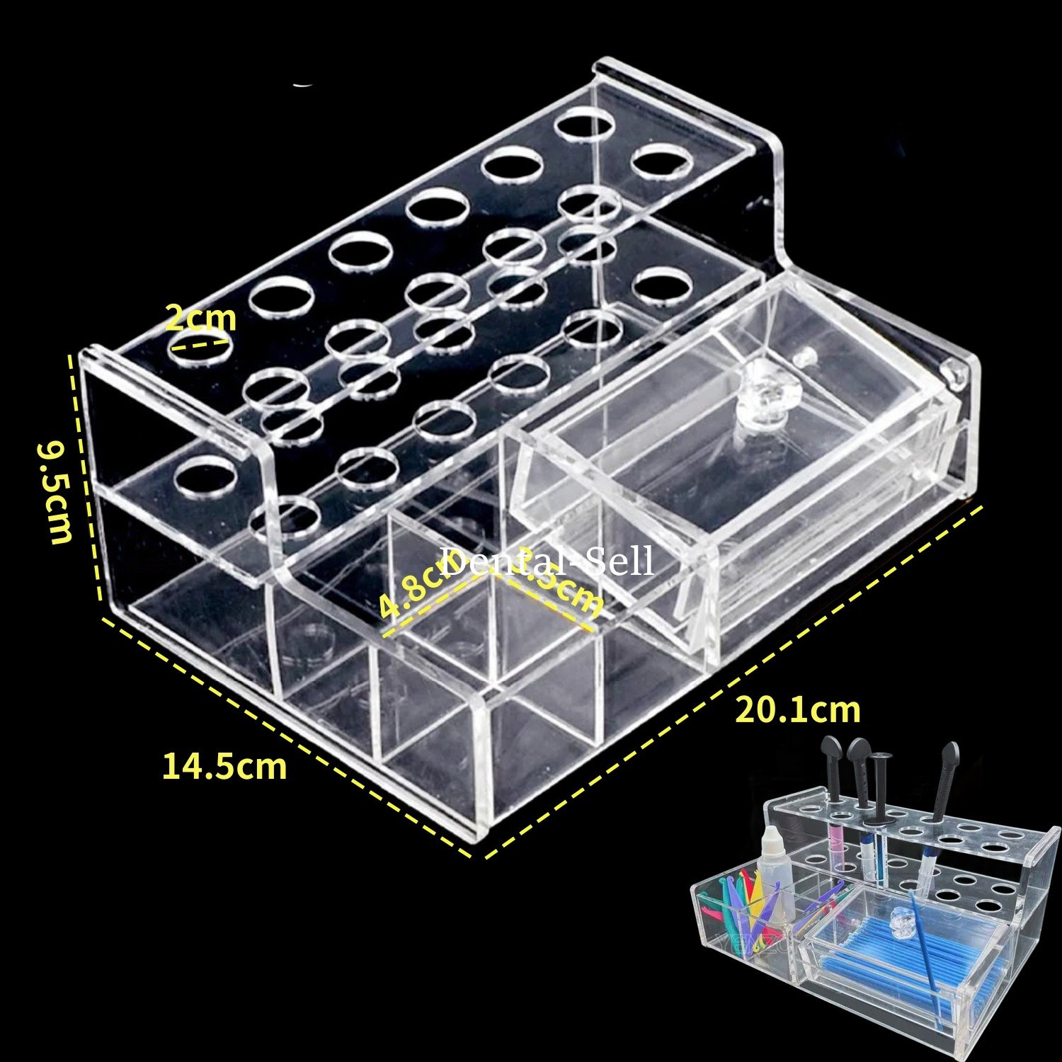 Dental Syringe Organizer Multi-Function Acrylic Resin Holder Applicator Box USA
