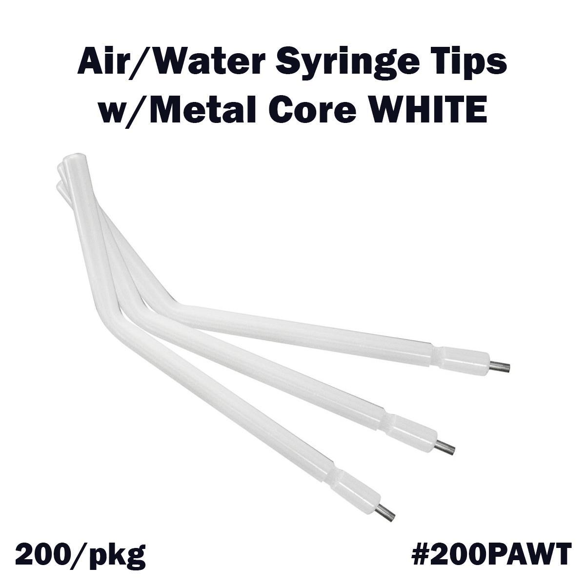 1x Disposable Air/Water Syringe Tips White W/Metal Core 200 Pcs/Bag
