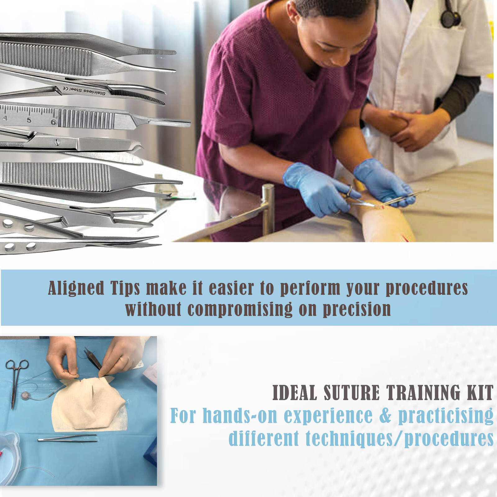 17 PC SUTURE LACERATION MEDICAL STUDENT SURGICAL VET INSTRUMENT KIT+10 BLADES#10