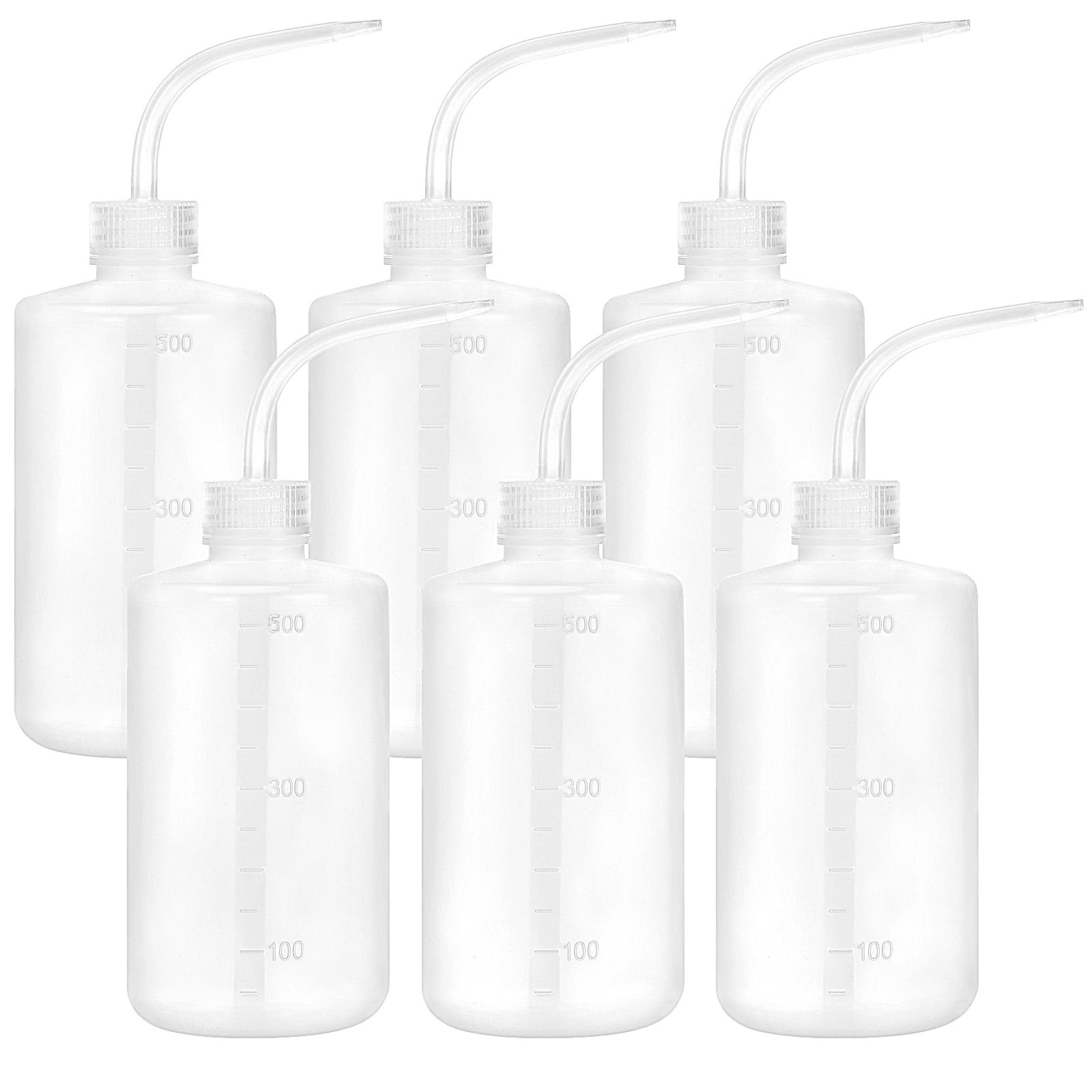 DEPEPE 6pcs 500ml Plastic Safety Wash Bottles – Lab 16.9 Ounces, white
