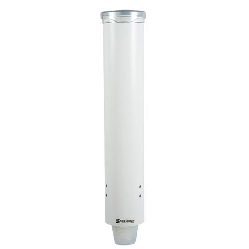 San Jamar Plastic Cup Dispenser – Opaque White, Holds 100 3-5 oz. Cups