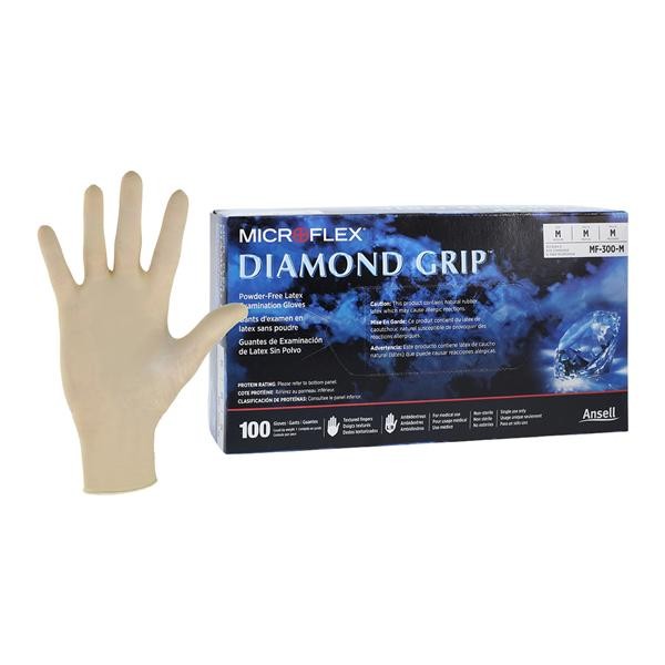 Microflex MF-300-M Diamond Grip Latex Gloves Medium PF 100/Bx