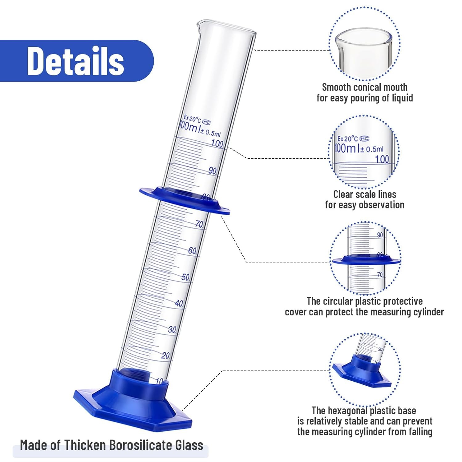 14 Pcs Measuring Beaker Set Lab Flask Glass Graduated Cylinder 5pcs (Optional)