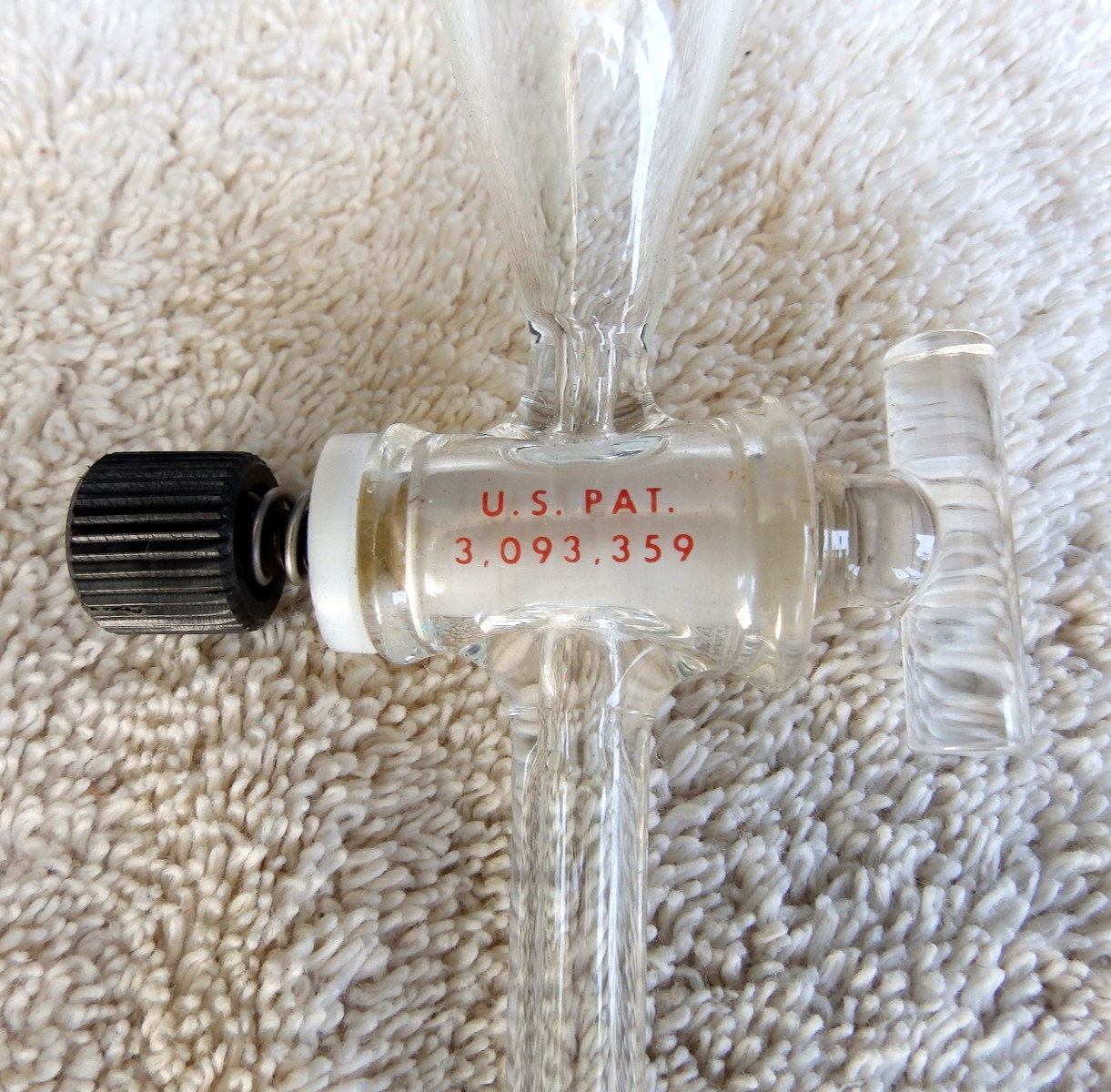 Two Lab Glass Separatory Funnels Telfon Glass Stopcock Ace Glass Inc.