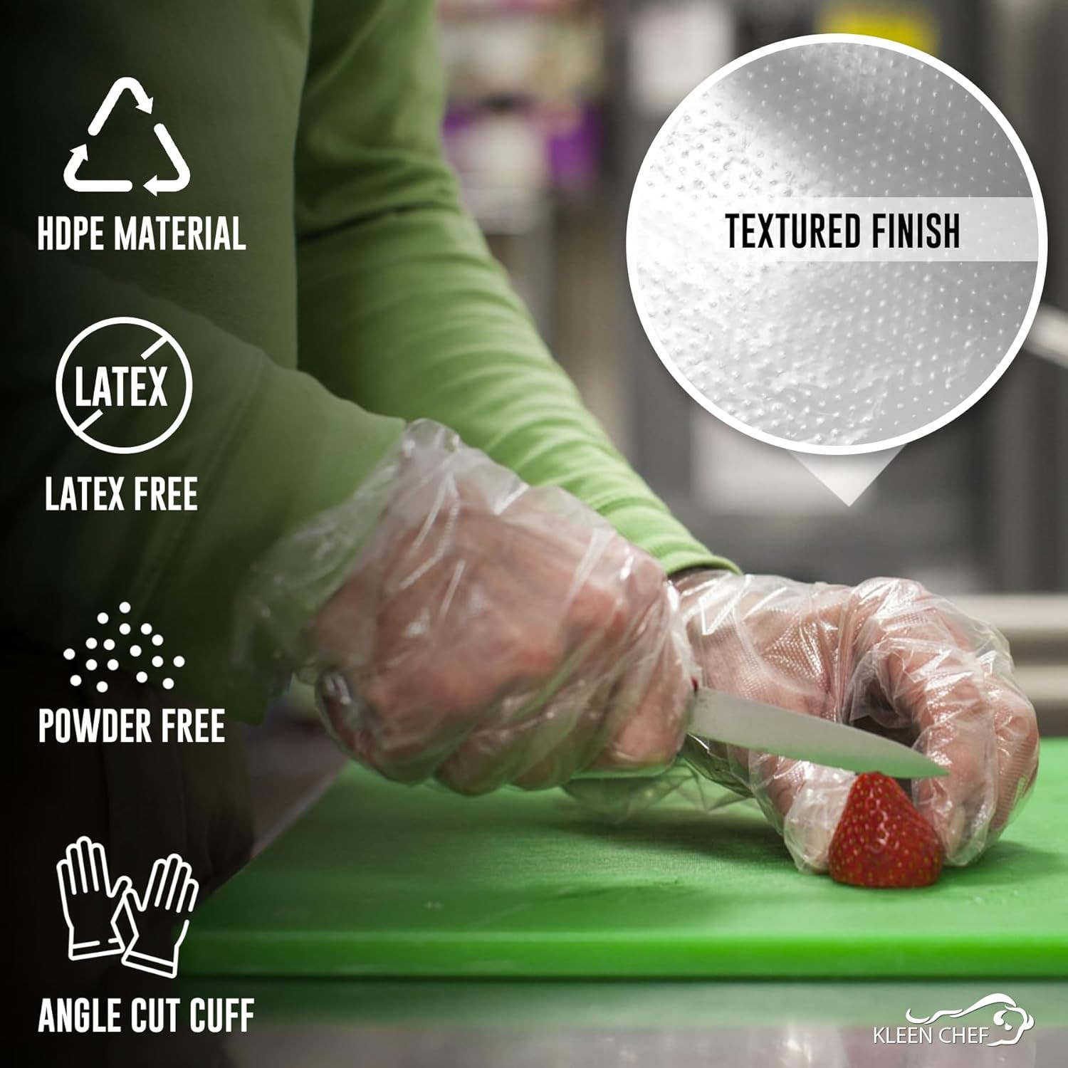 Disposable Food Handling Long Cuff Cleaning Poly Gloves, One Size Fits Most, Sma