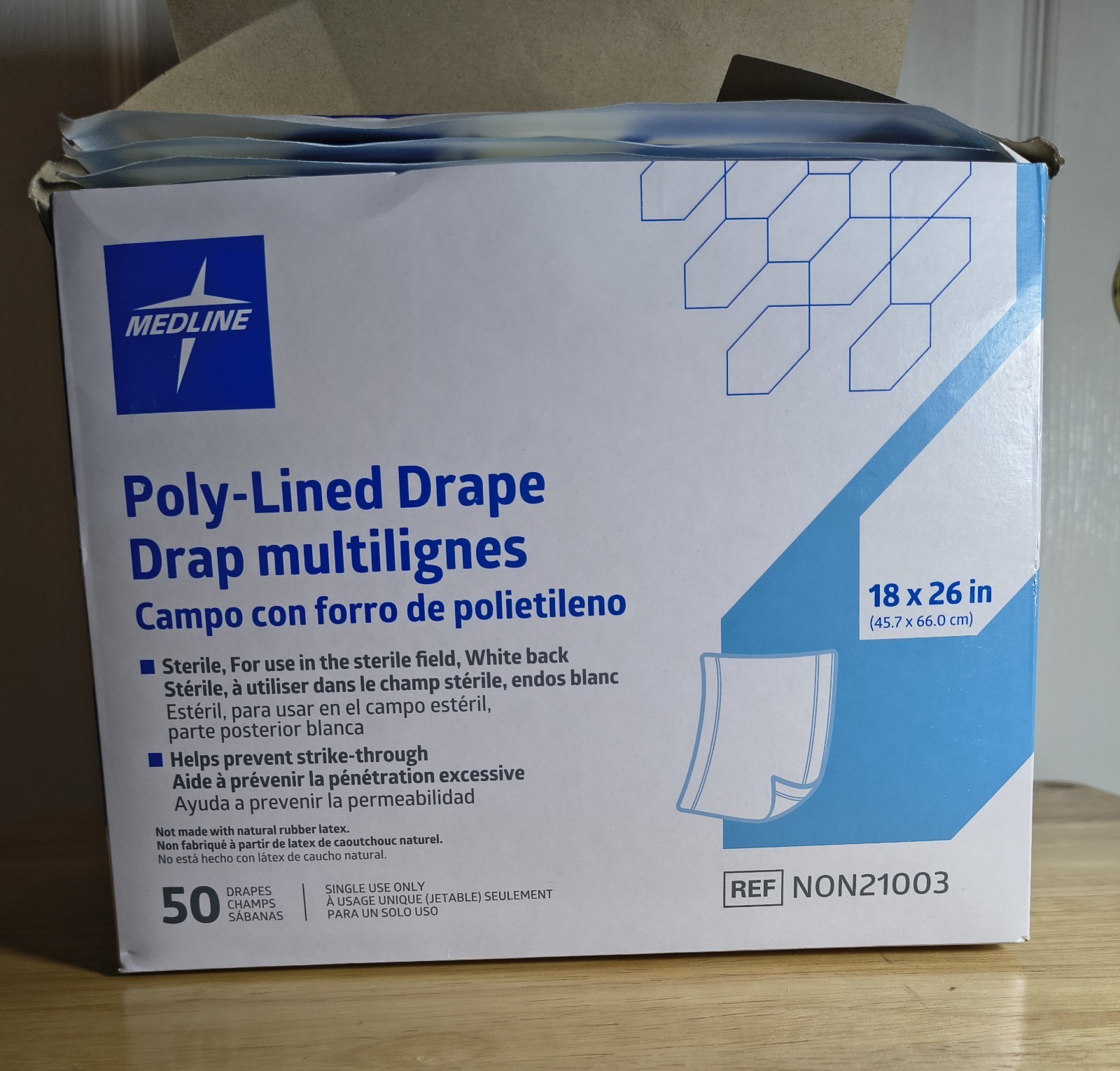 Medline Sterile Poly-Lined Drape 18 X 26 (4 Box -175 Pieces) New -Date Mfg 10/24