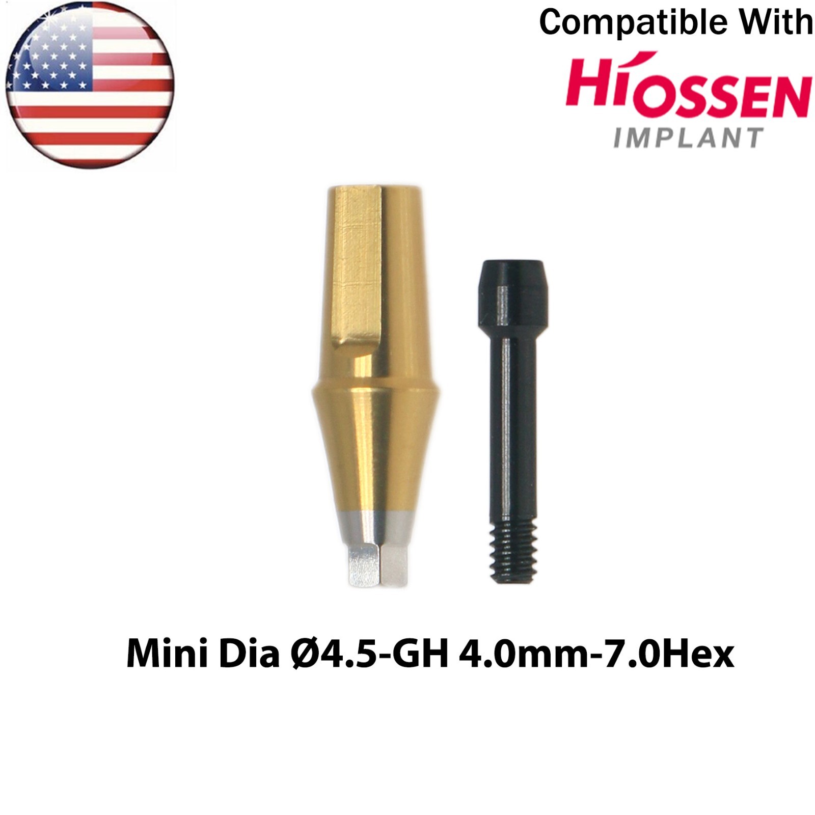 US Dental Straight Transfer Abutment Mini Ø4.5mm with Screws Fits Osstem Hiossen