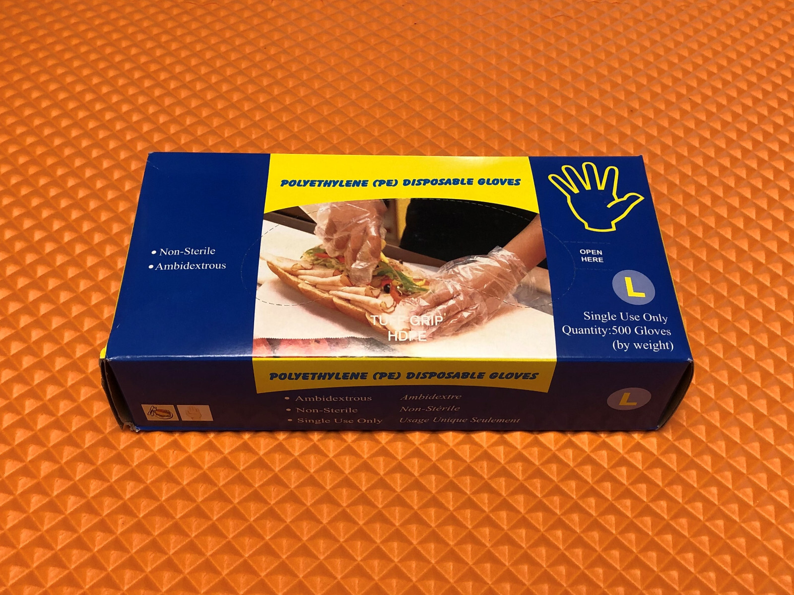 2 Boxes of 500 piece HDPE Disposable Gloves Large Size 1000 pieces Total