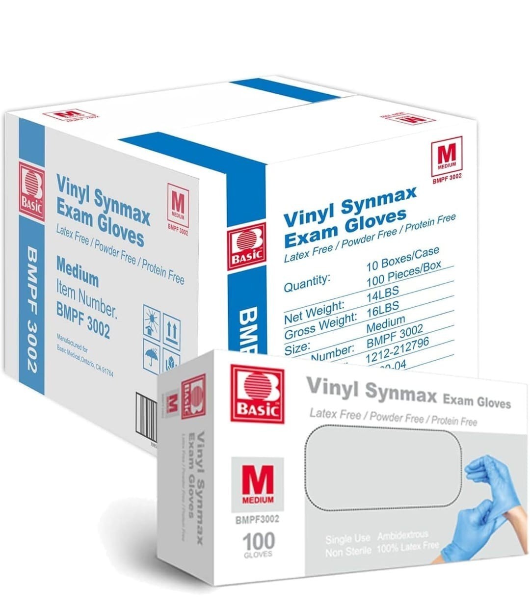 Basic Medium Blue Vinyl Gloves per case