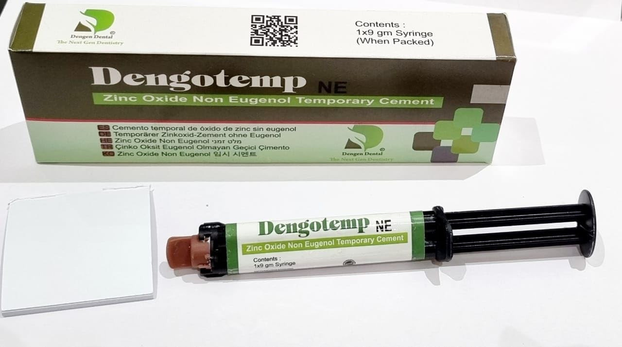 Dental DENGOTEMP NE Zinc Oxide Non Eugenol Temporary Luting Cement 9gm Syr
