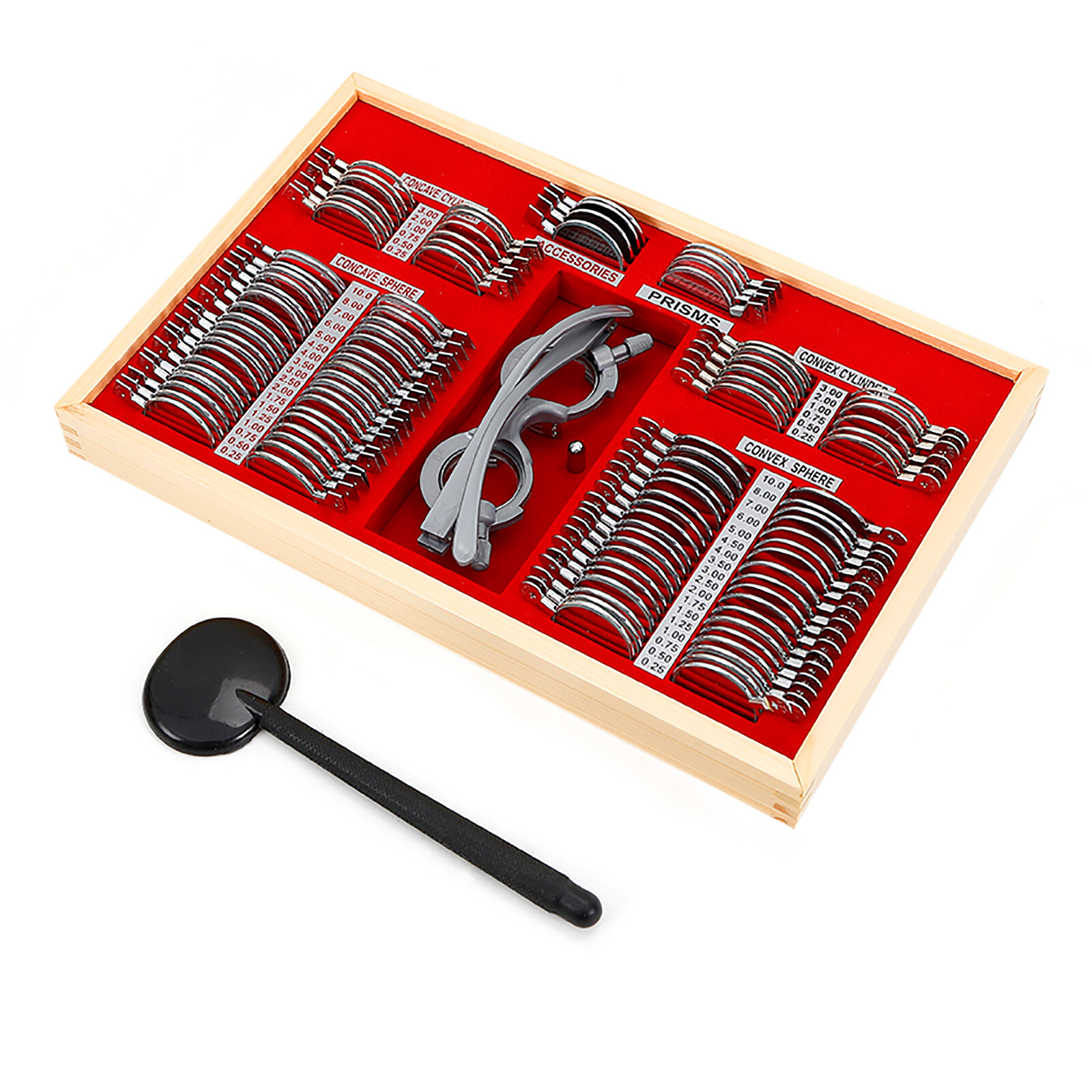 104pcs Optometry Optical Trial Lens Kit Test Metal Trial Frame Set w/Case Box