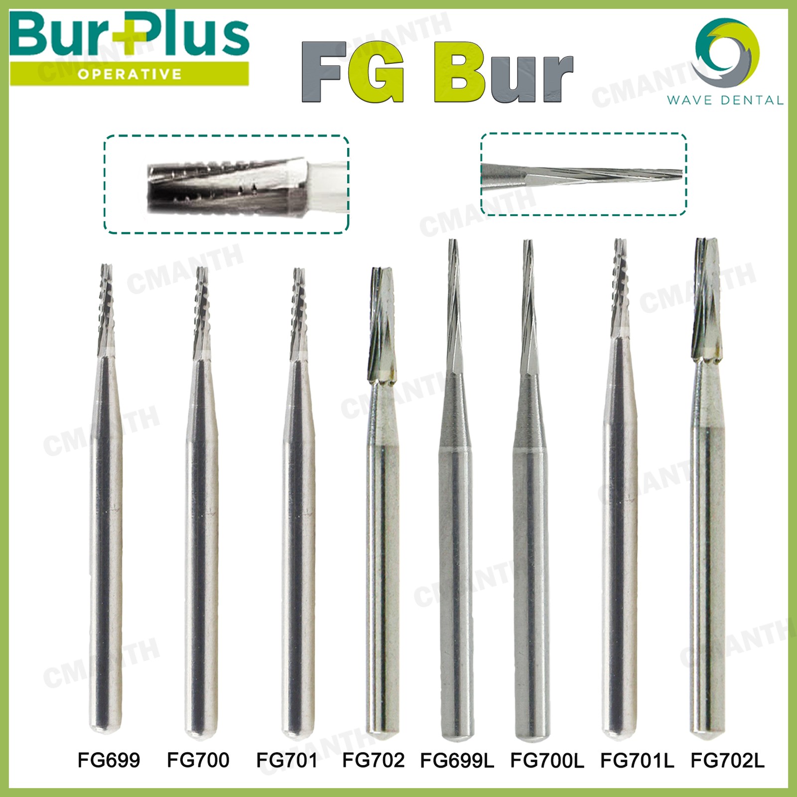 WAVE Dental Burs Tungsten Carbide Drill Bits FG Series For High Speed Handpiece