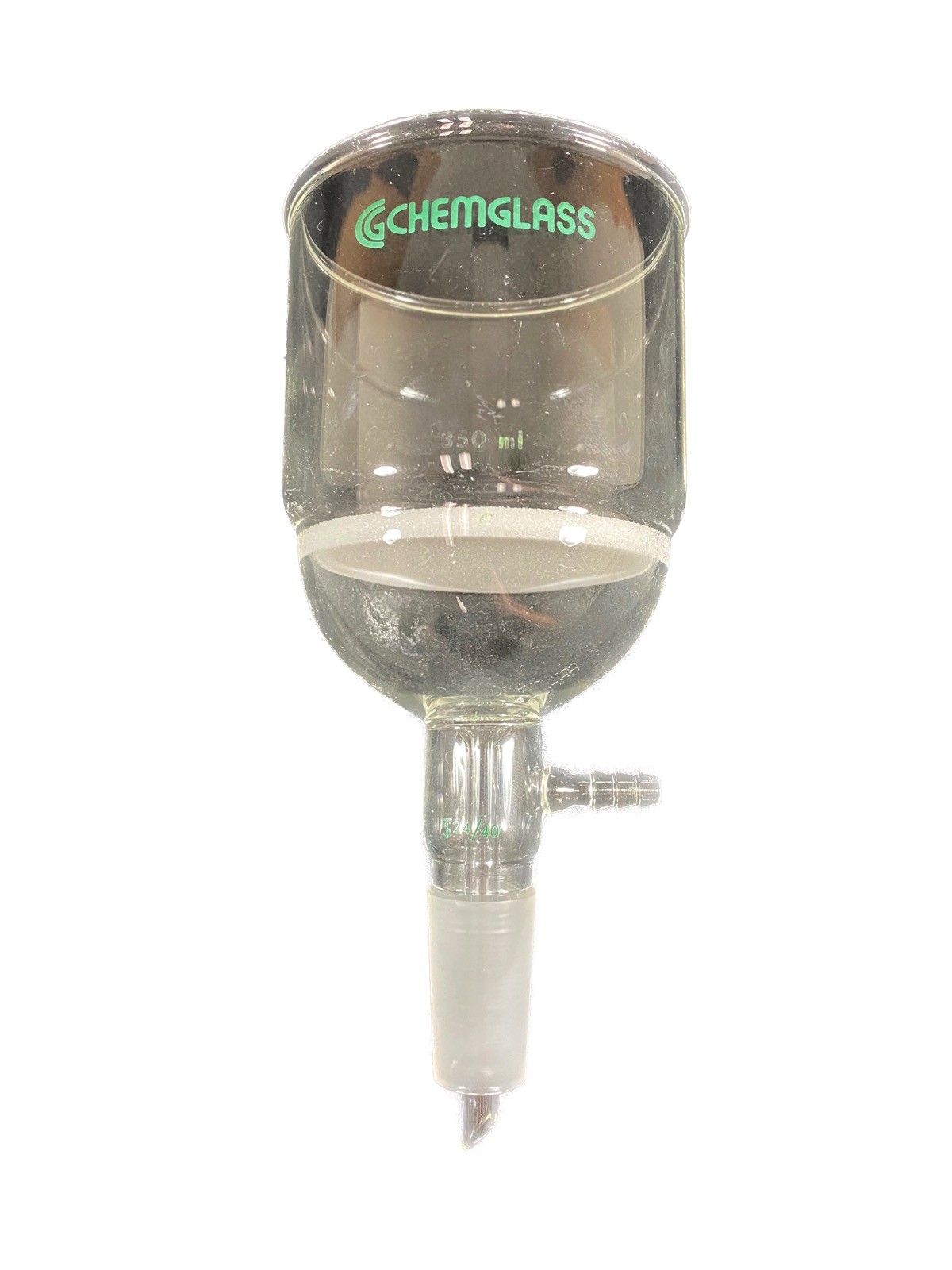 CHEMGLASS Glass 350mL 24/40 C Frit Lower Vacuum Buchner Filter Funnel CG-1406-24