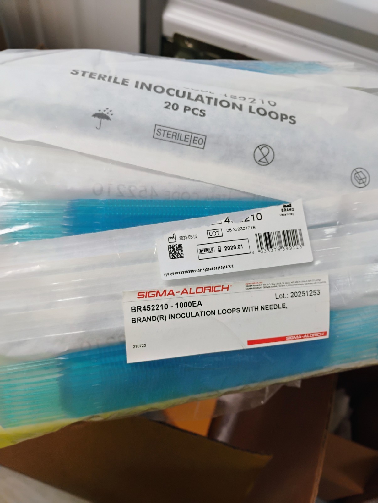 (2) Sigma-Aldrich Sterile Inoculation Loops w/ Needle 20 Packs Microbiology Lab