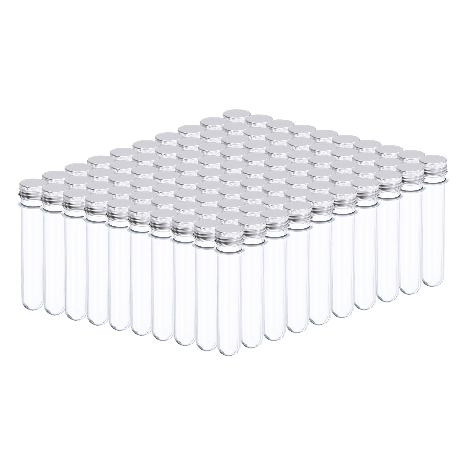 200Pcs 45ml Plastic Test Tube with Screw Caps, 140x25mm Tubes Aluminum Lid