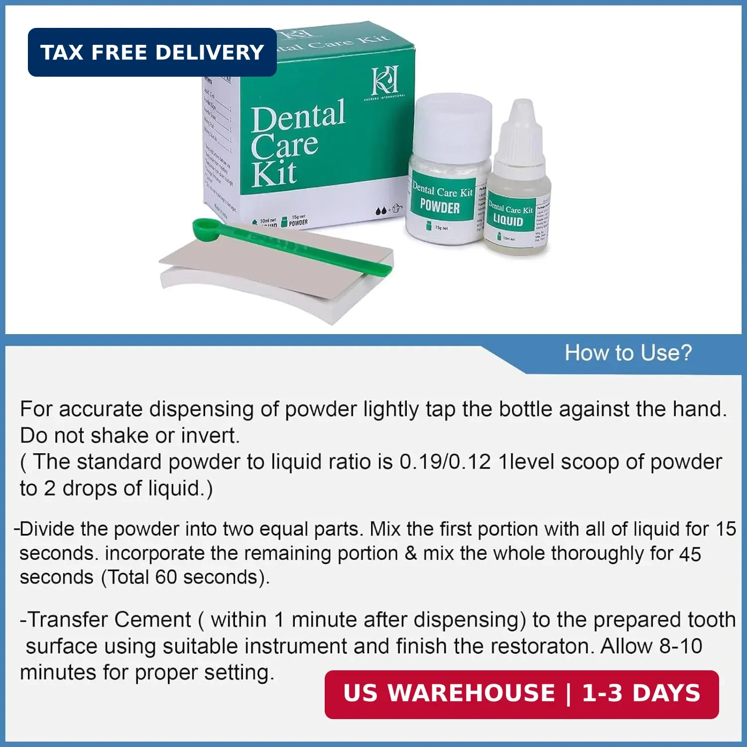 KI Zinc Oxide-Eugenol Dental Cement Kit for Crowns & Bridges Filling